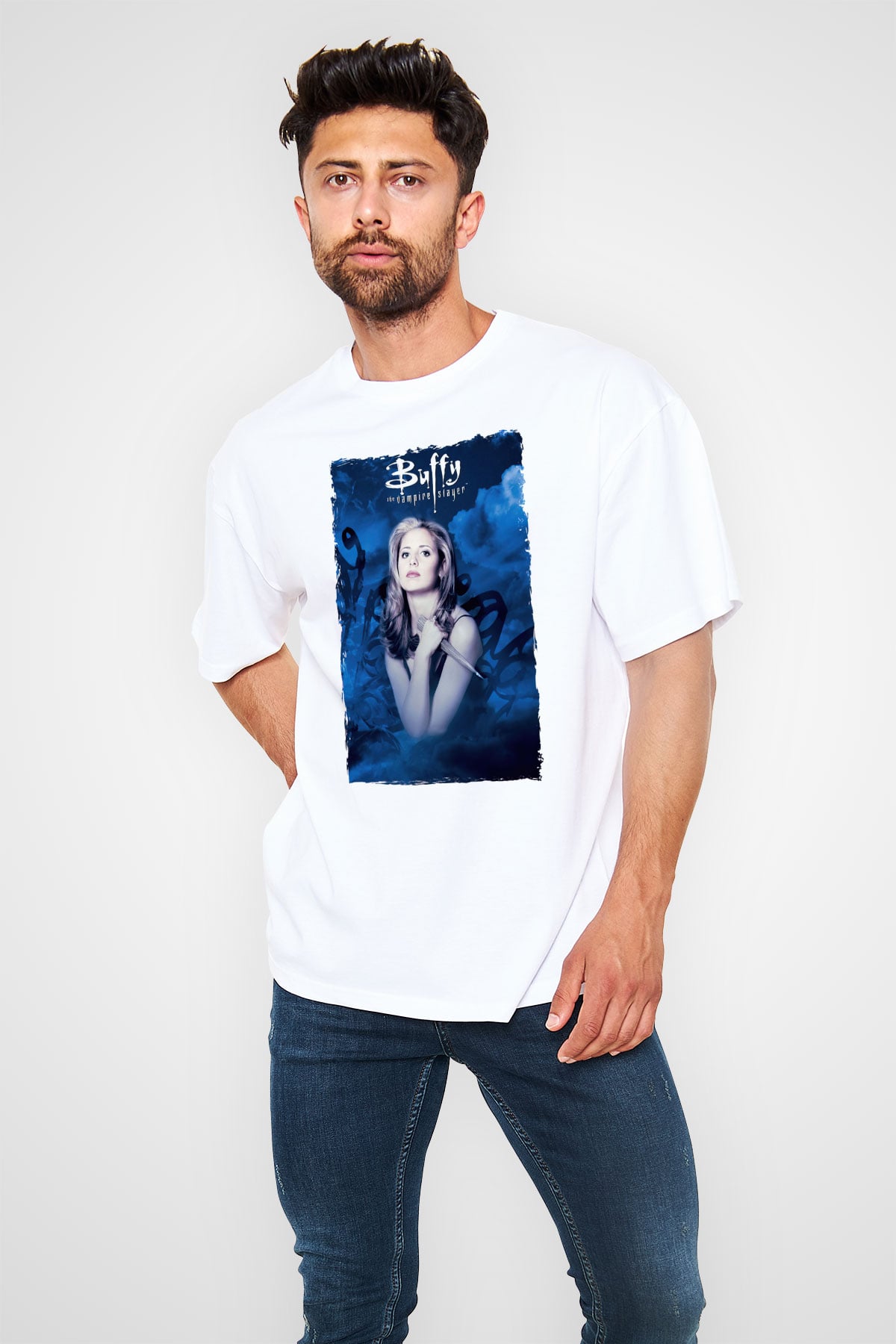 Buffy the Vampire Slayer Beyaz Oversize Tişört Oversize T-shirt