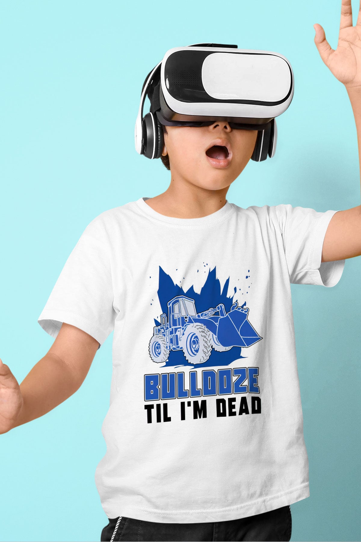 Buldozer operatörü Beyaz Unisex Çocuk Tişört