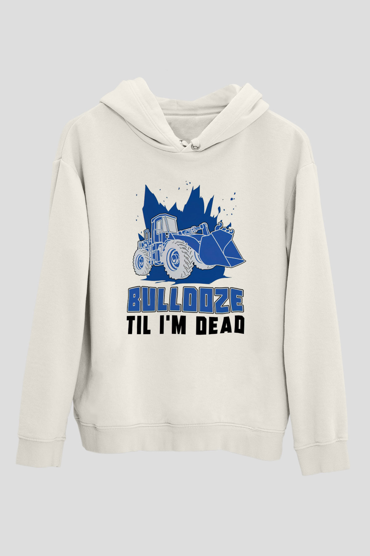 Buldozer operatörü Beyaz Unisex Kapüşonlu Sweatshirt