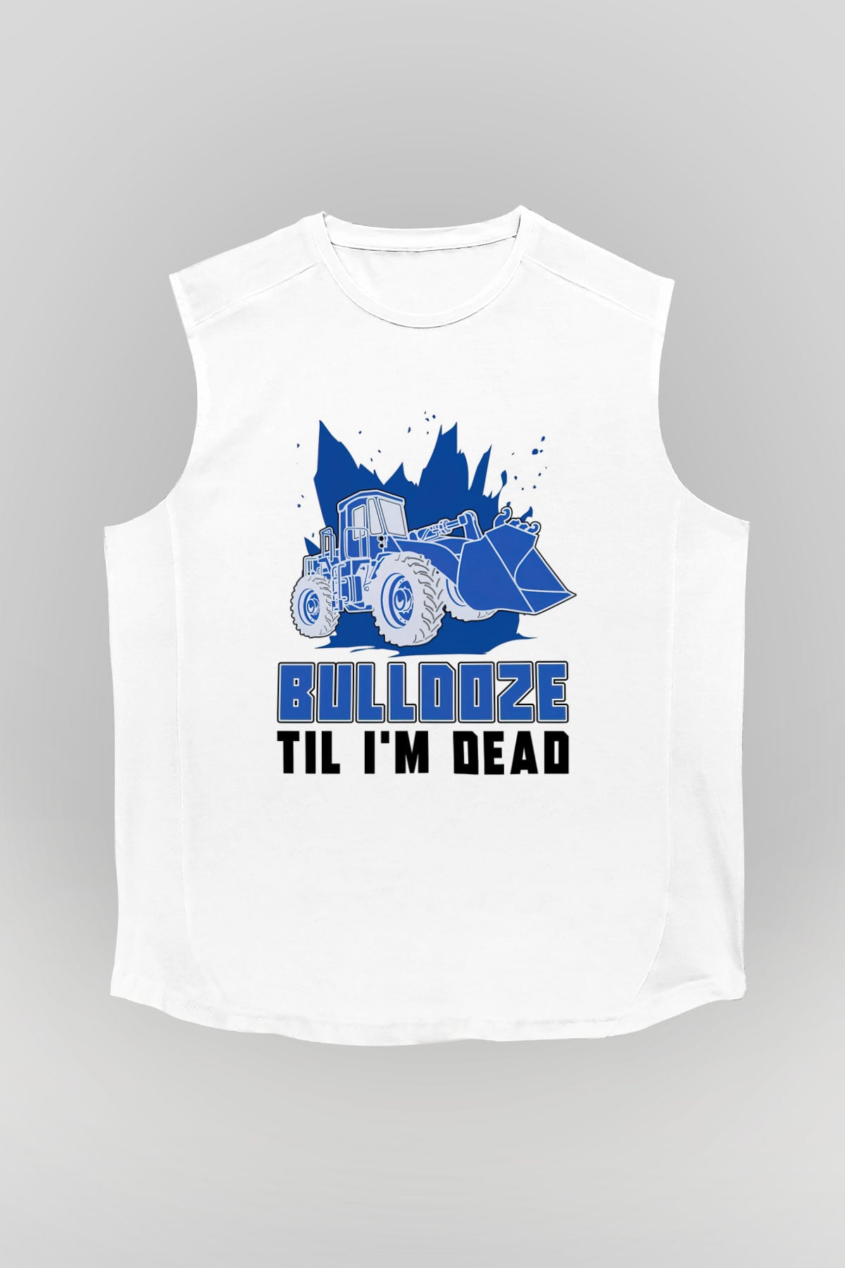Buldozer operatörü Beyaz Unisex Kolsuz Tişört