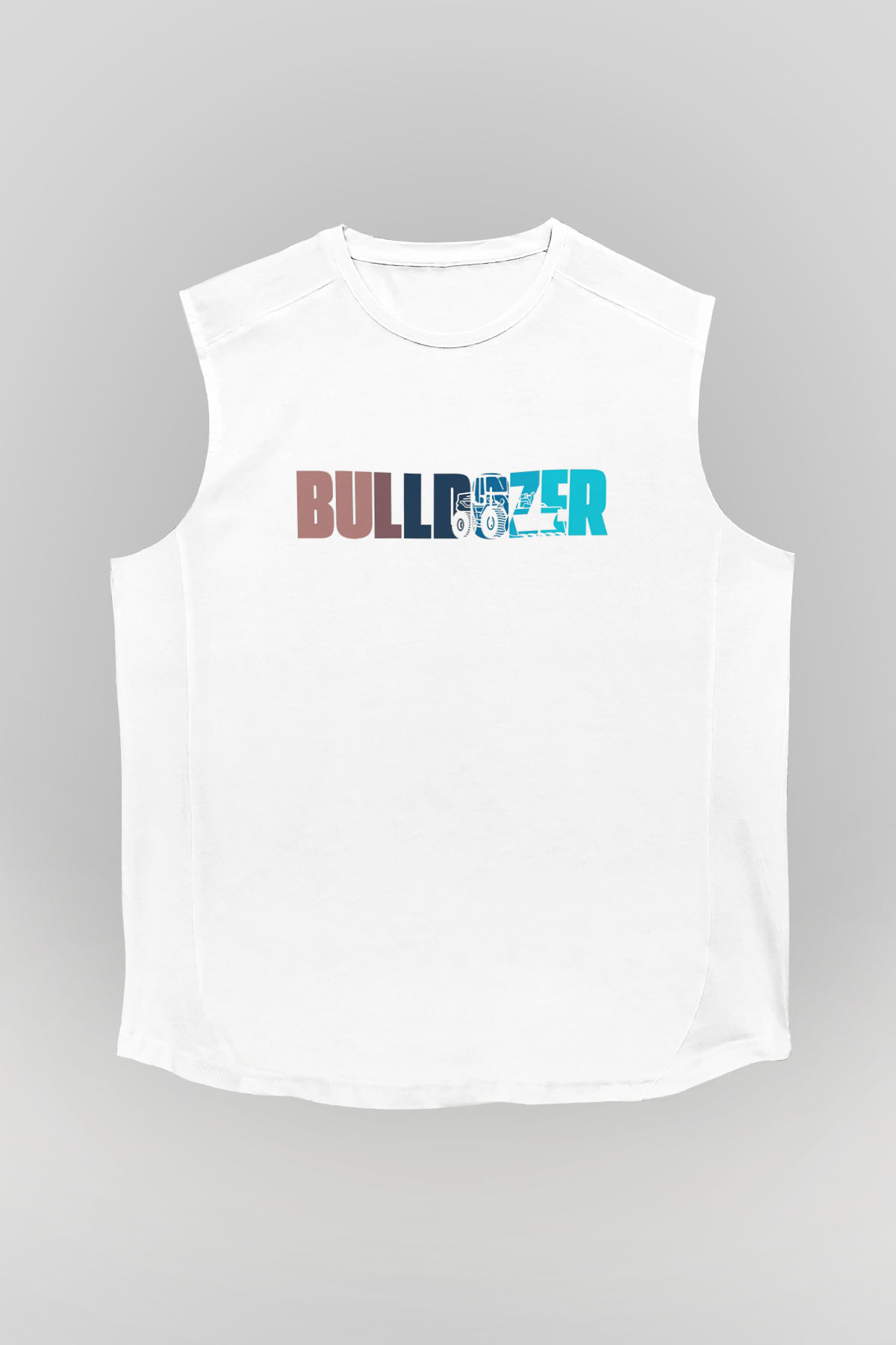 Buldozer operatörü Beyaz Unisex Kolsuz Tişört