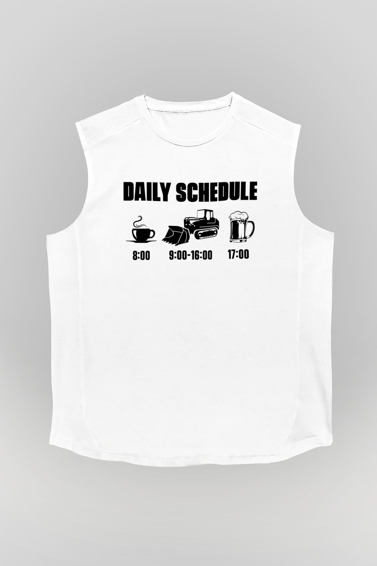 Buldozer operatörü Beyaz Unisex Kolsuz Tişört
