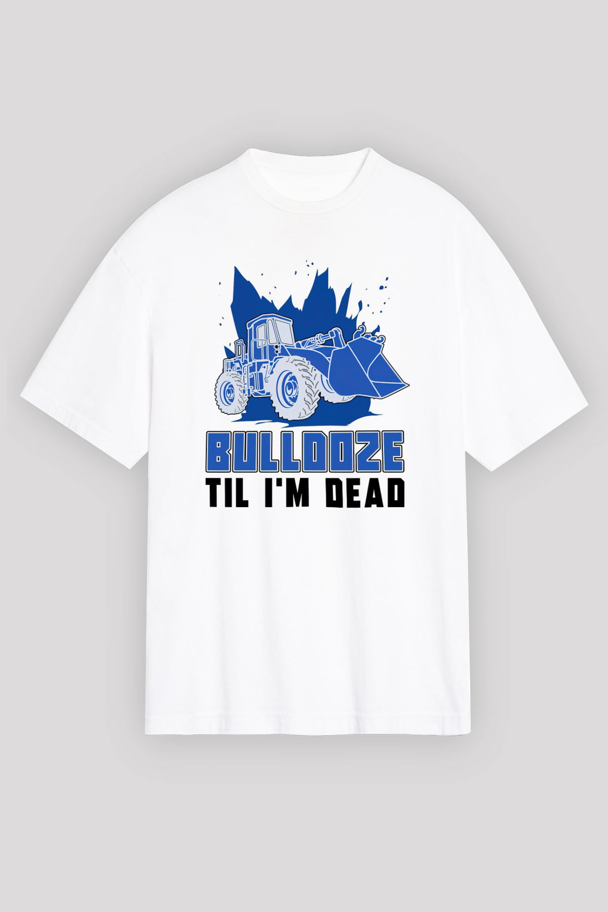 Buldozer operatörü Beyaz Oversize Tişört Oversize T-shirt - TişörtFabrikası