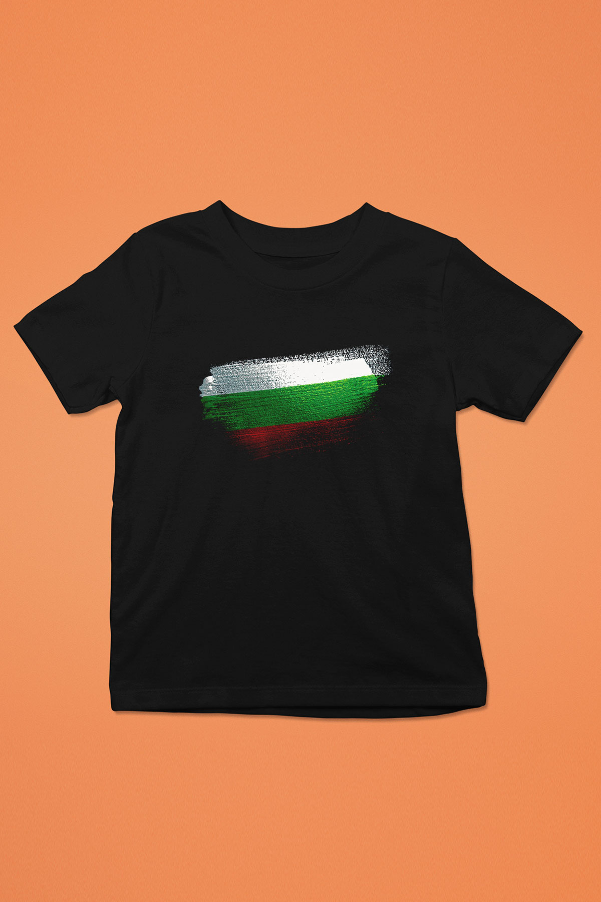 Bulgaristan - Bulgaria Bayrağı Baskılı Unisex Siyah Çocuk Tişörtü