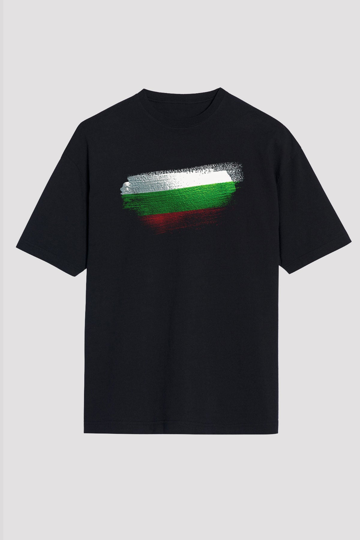 Bulgaristan - Bulgaria Bayrağı Baskılı Unisex Siyah Oversize Tişört