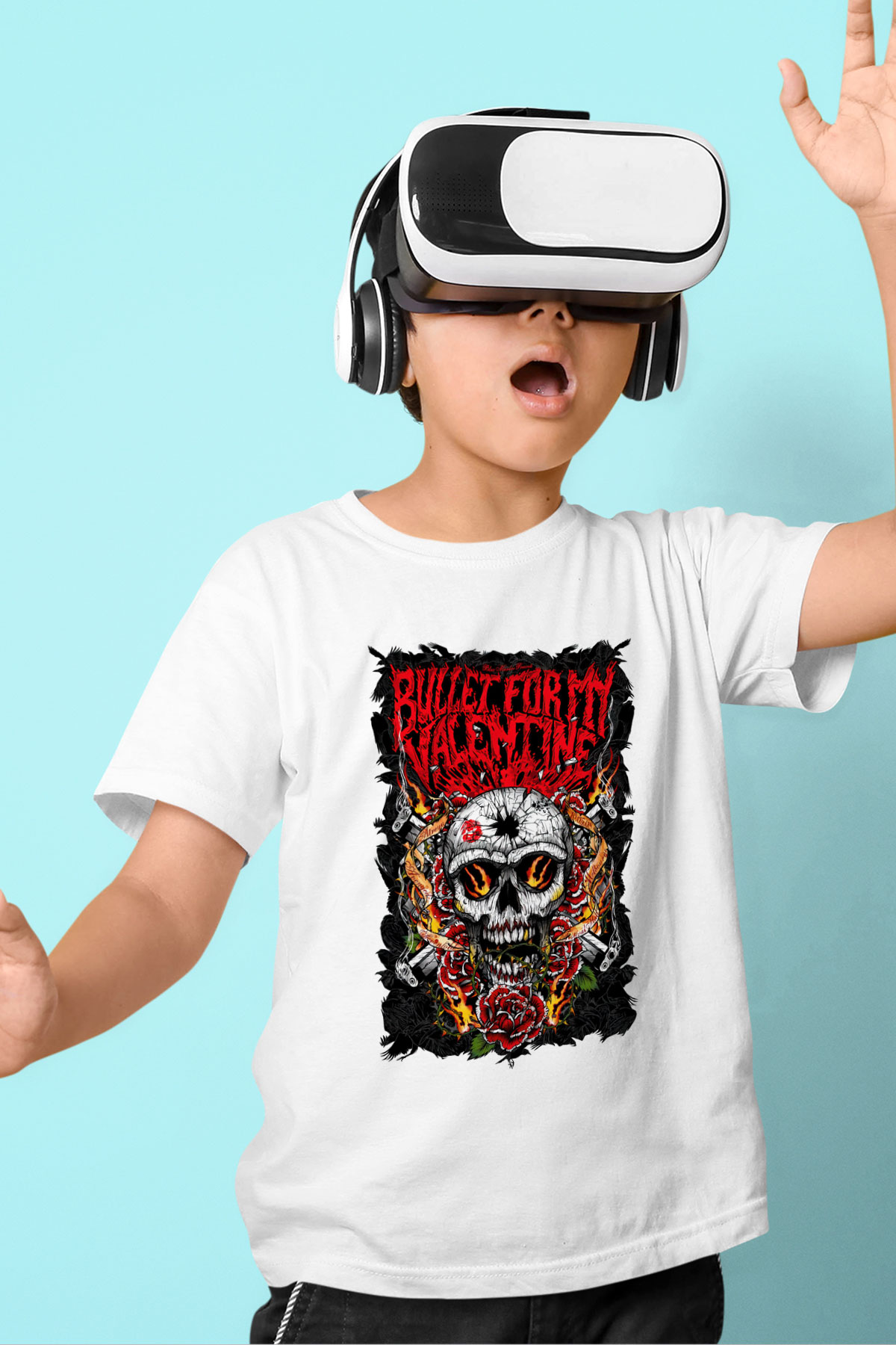 Bullet for My Valentine Baskılı Beyaz Unisex Çocuk Tişört