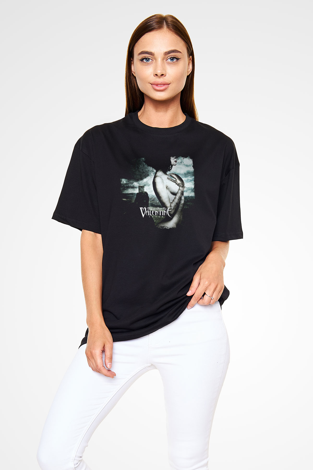 Bullet for My Valentine Baskılı Unisex Siyah Oversize Tişört