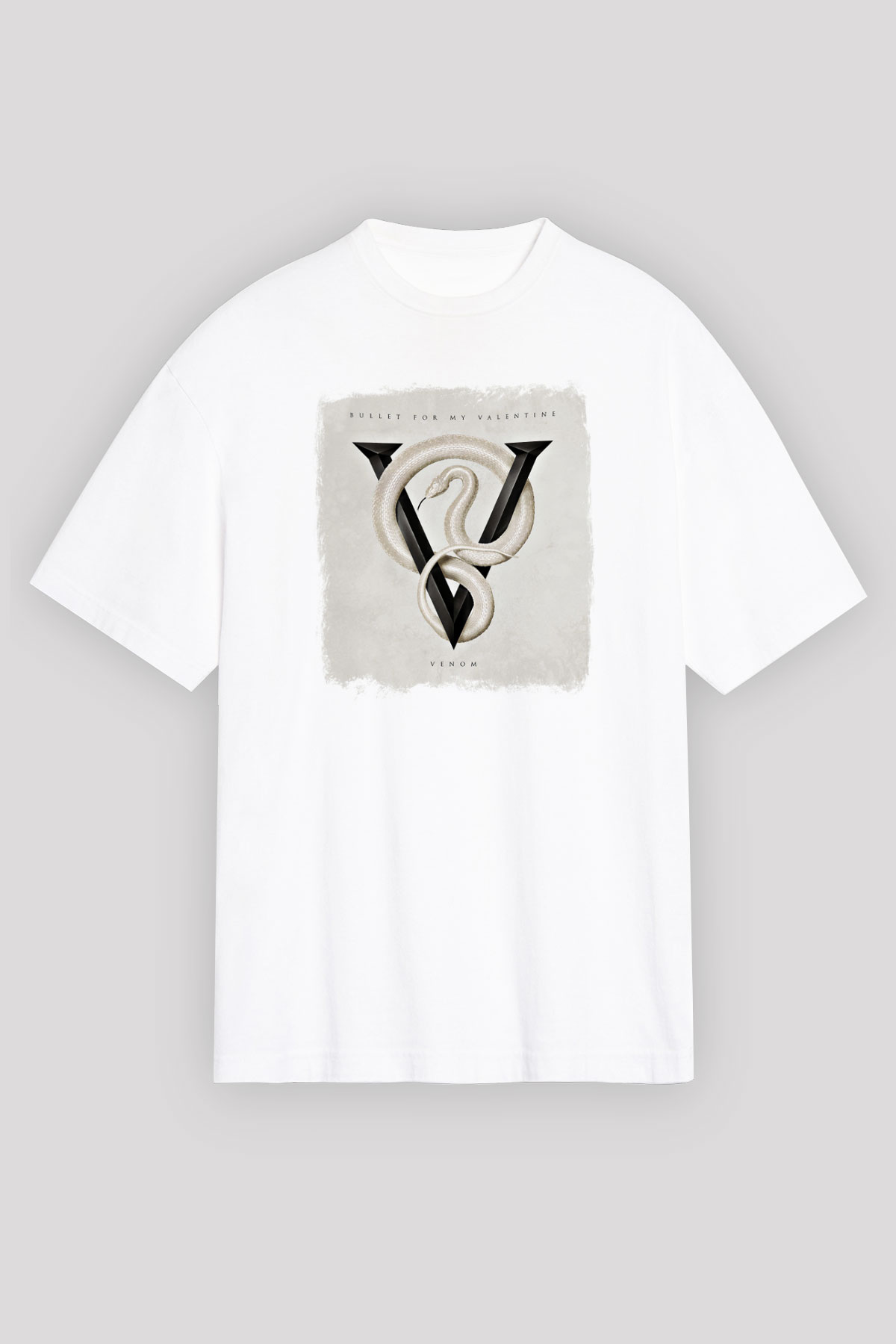 Bullet for My Valentine Baskılı Unisex Beyaz Oversize Tişört