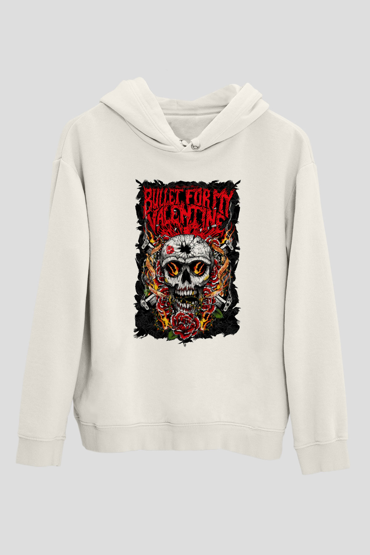 Bullet for My Valentine Beyaz Unisex Kapşonlu Sweatshirt