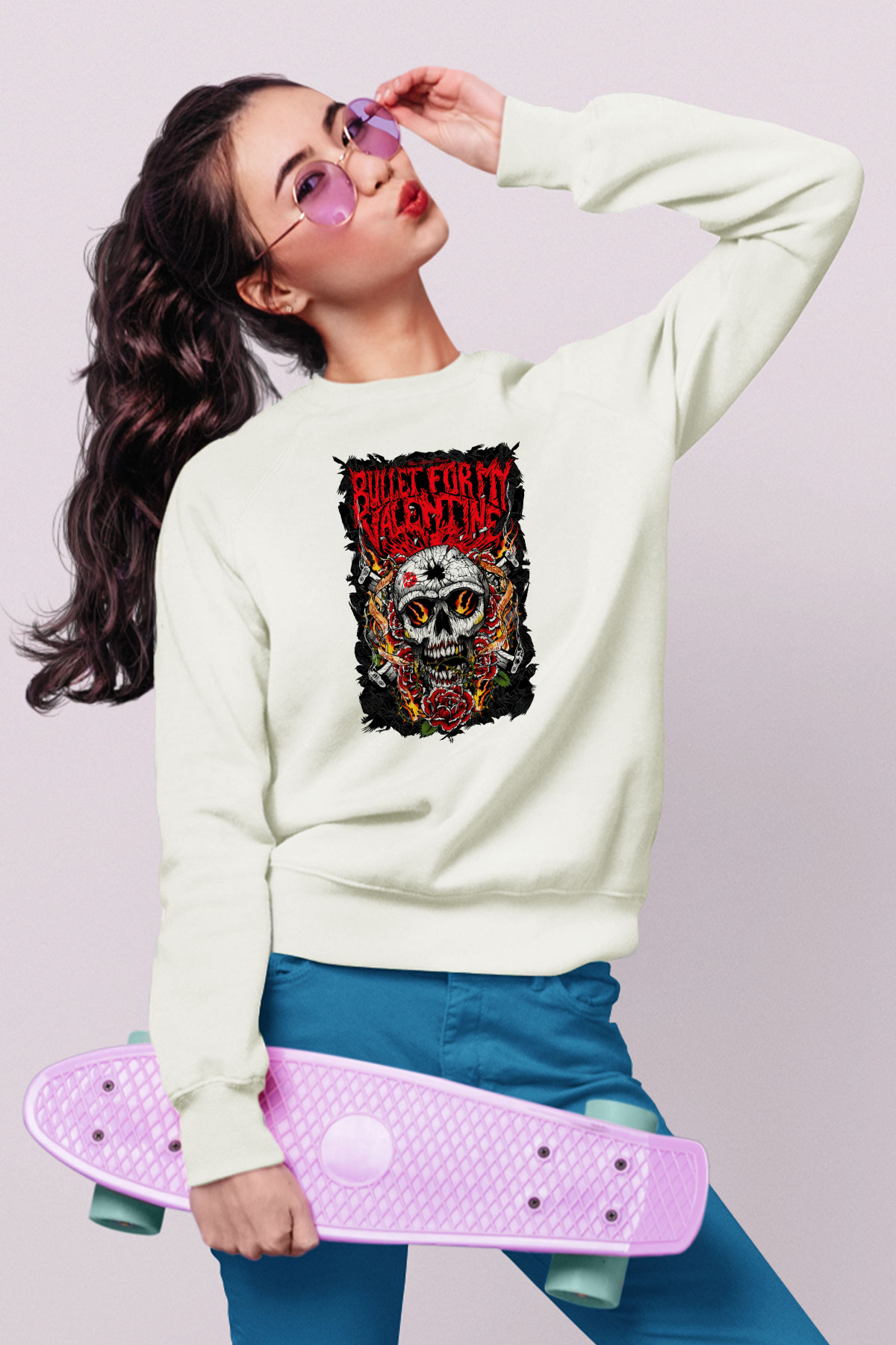 Bullet for My Valentine Beyaz Unisex Sweatshirt