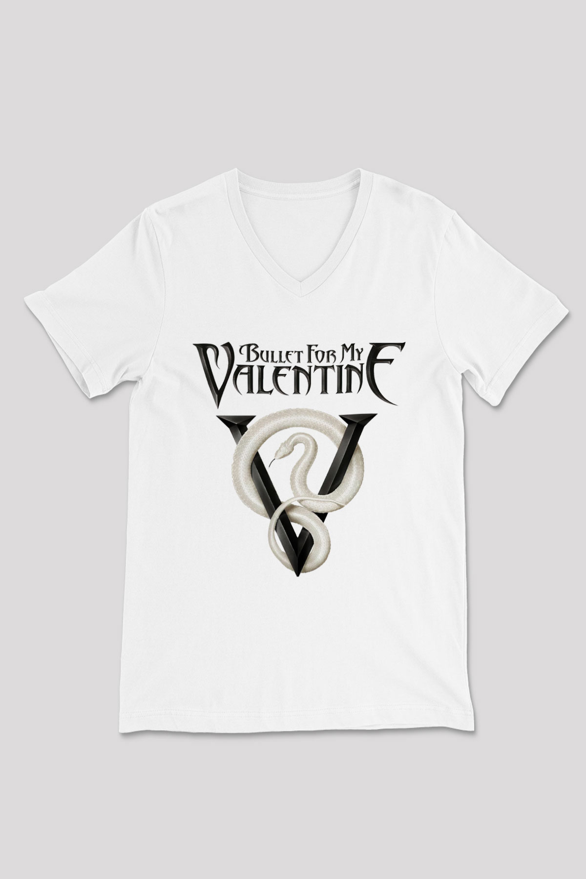 Bullet for My Valentine Beyaz Unisex V Yaka Tişört T-Shirt