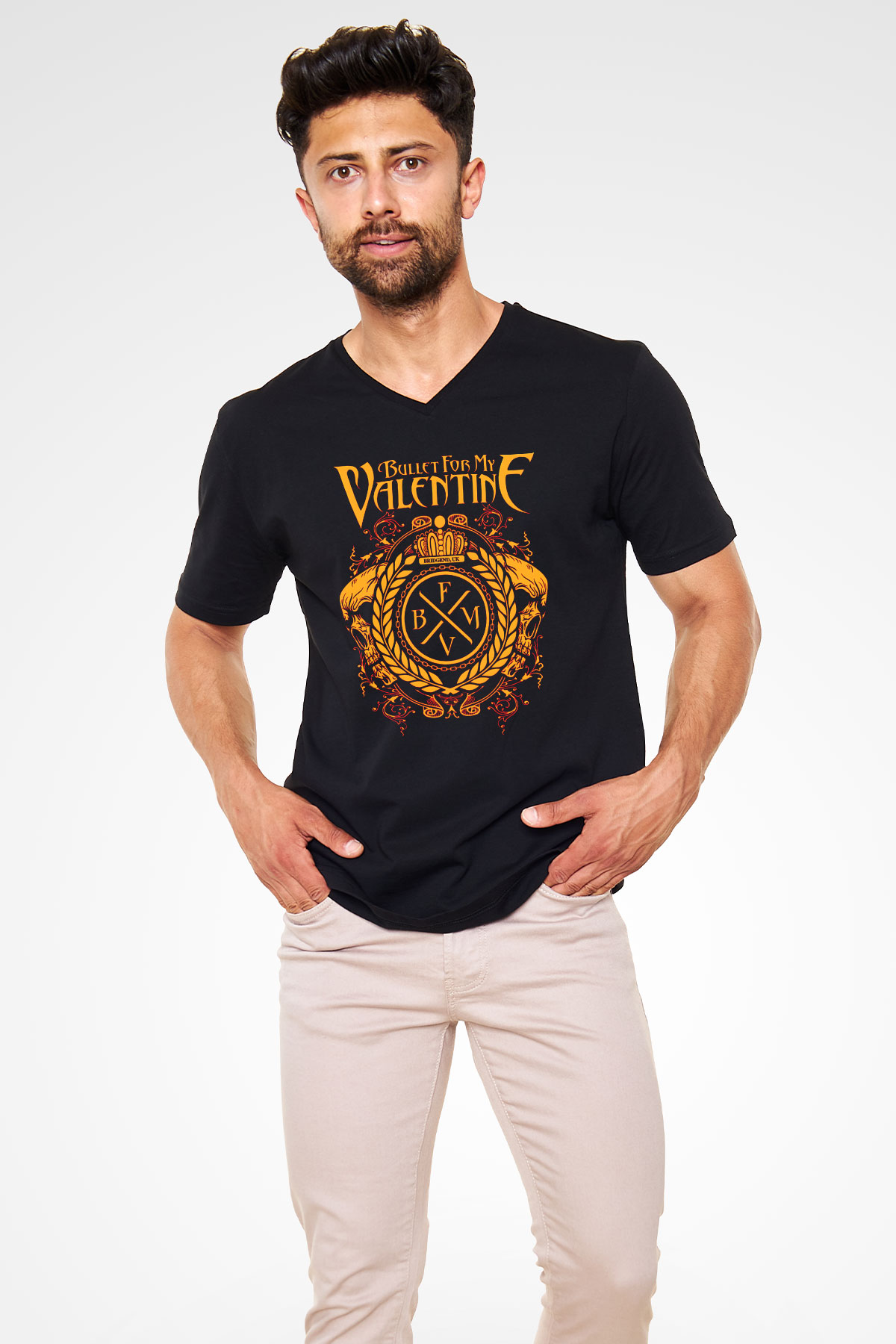Bullet for My Valentine Siyah Unisex V Yaka Tişört T-Shirt