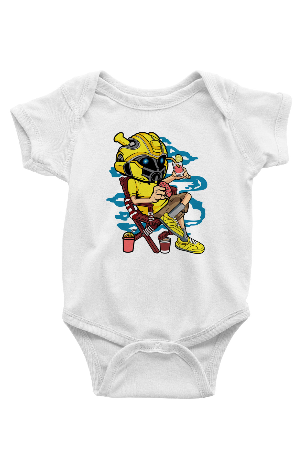 Bumble Bee Holiday Baskılı Unisex Beyaz Bebek Body - Zıbın
