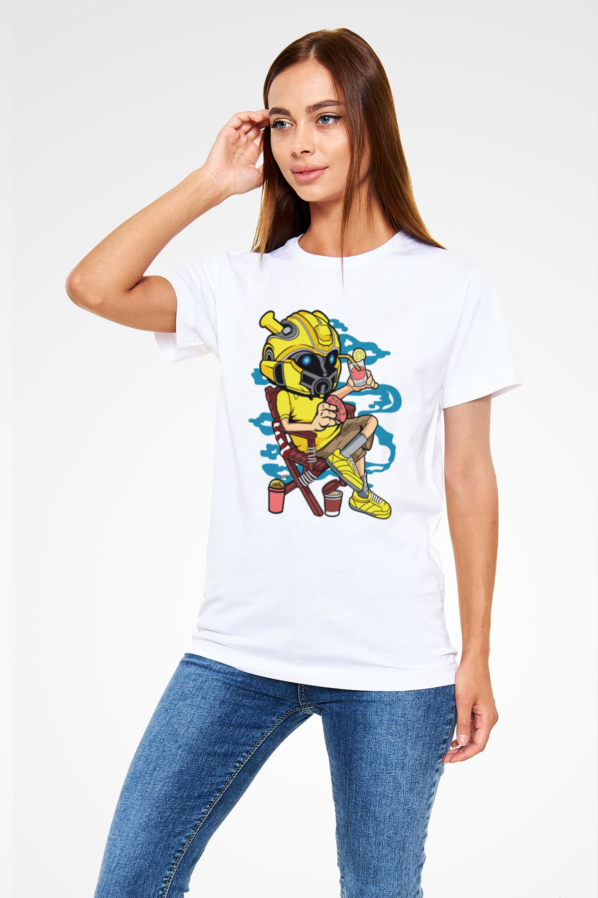 Bumble Bee Holiday Baskılı Unisex Beyaz Tişört