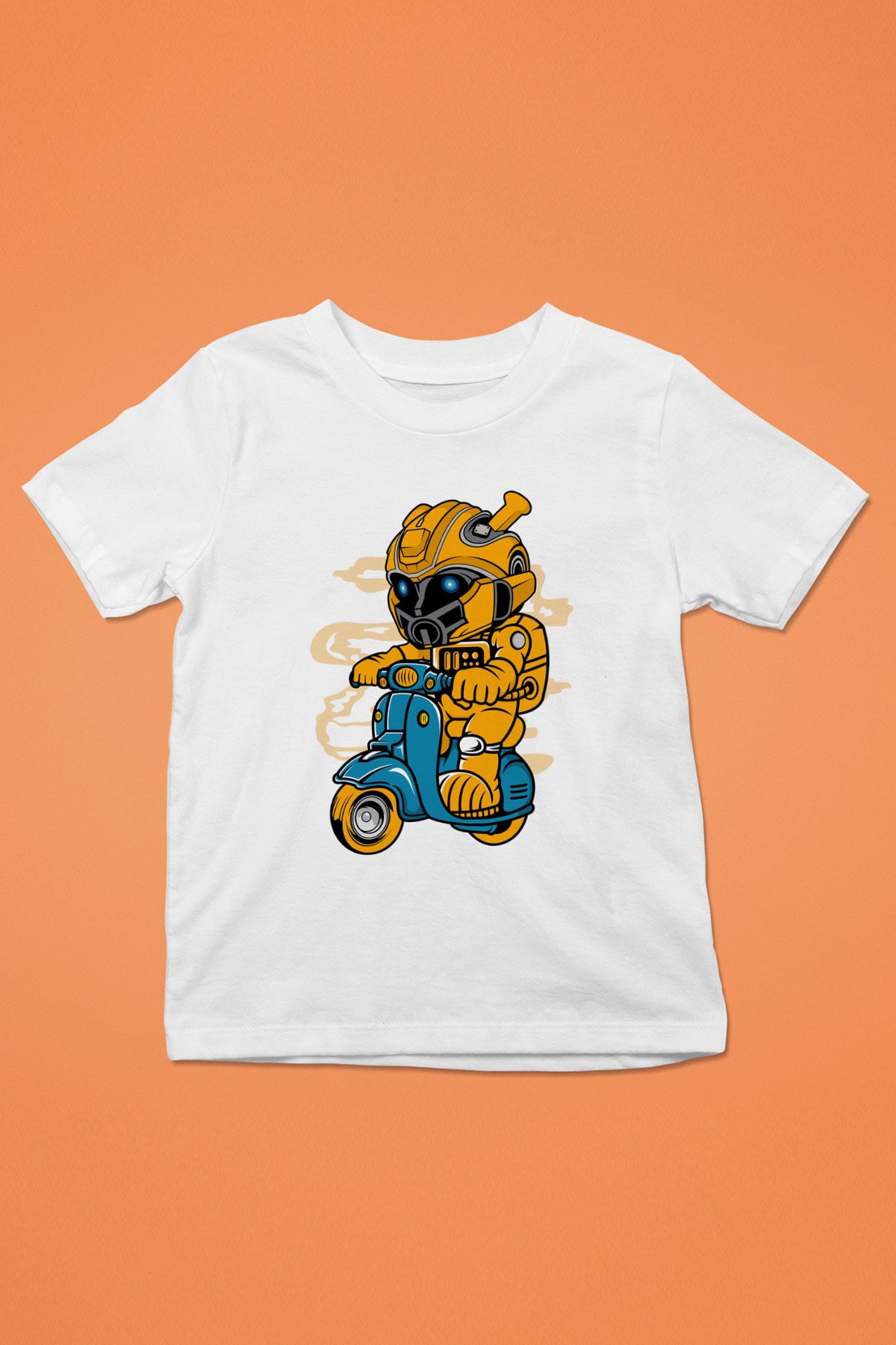 Bumble Bee Scooter Baskılı Unisex Beyaz Çocuk Tişört