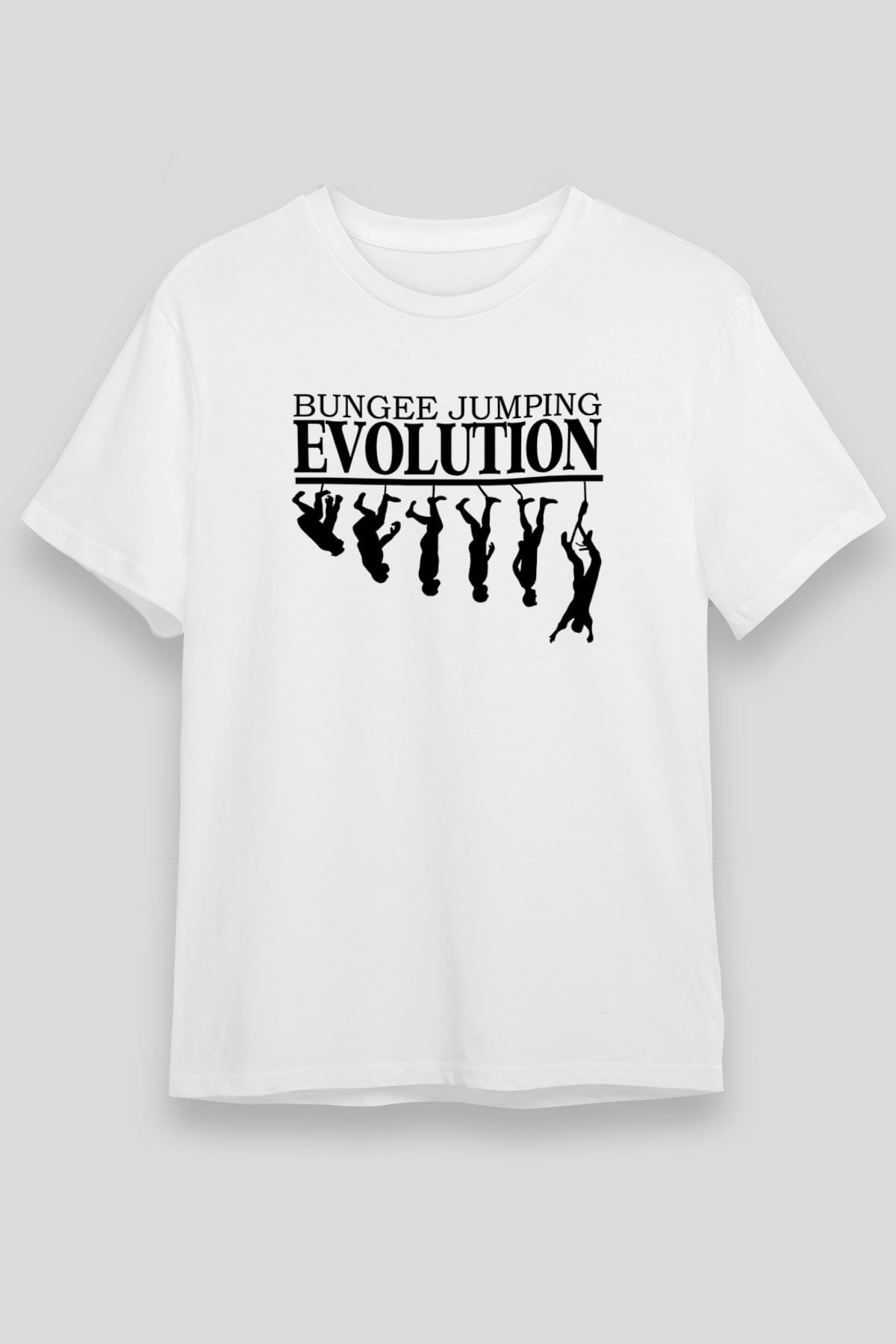 Bungee Jumping Baskılı Unisex Beyaz Tişört - Tshirt
