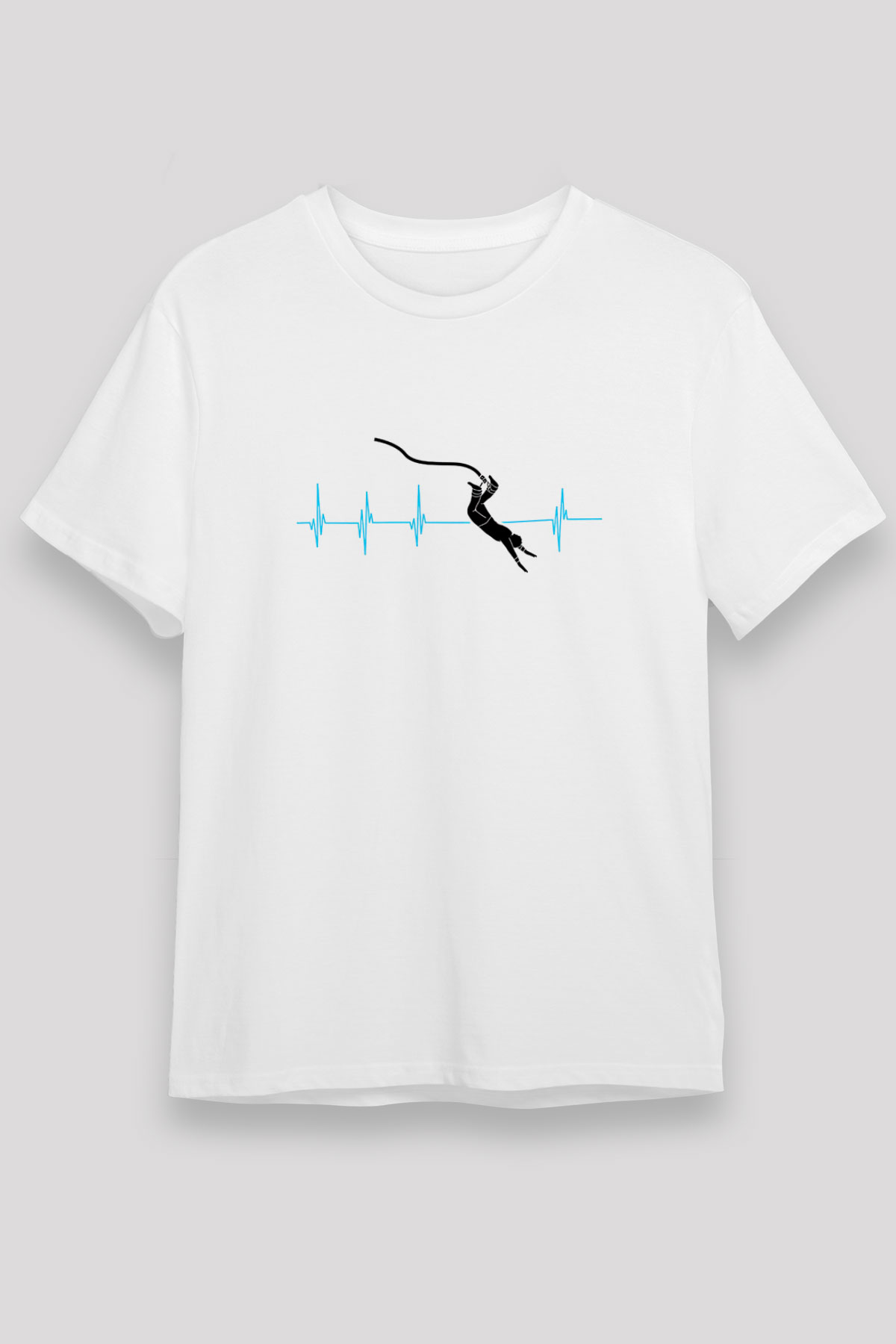 Bungee Jumping Baskılı Unisex Beyaz Tişört - Tshirt