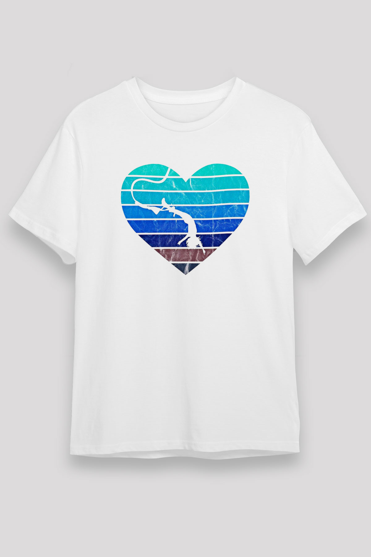 Bungee Jumping Baskılı Unisex Beyaz Tişört - Tshirt