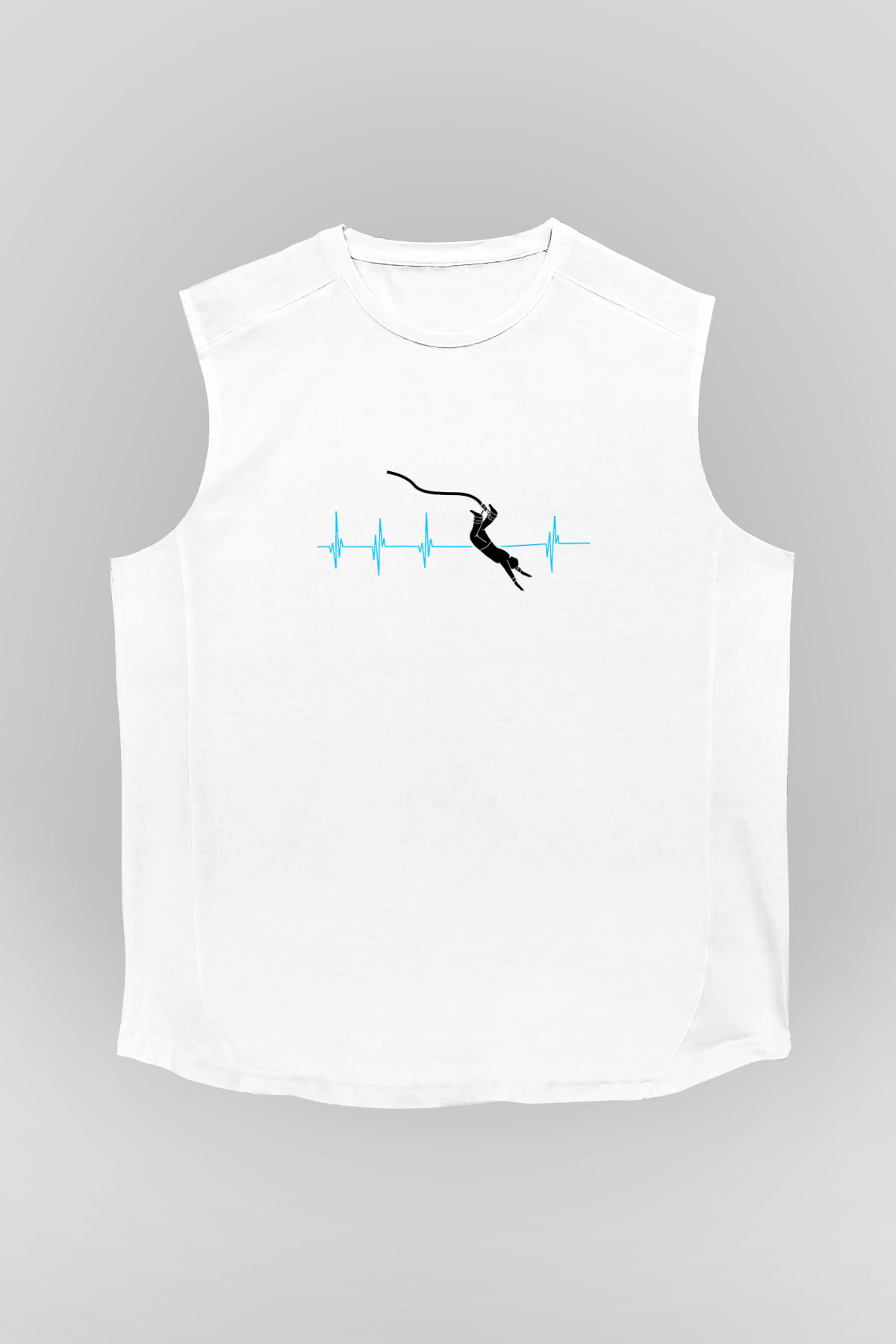 Bungee Jumping Baskılı Unisex Kolsuz Beyaz Tişört