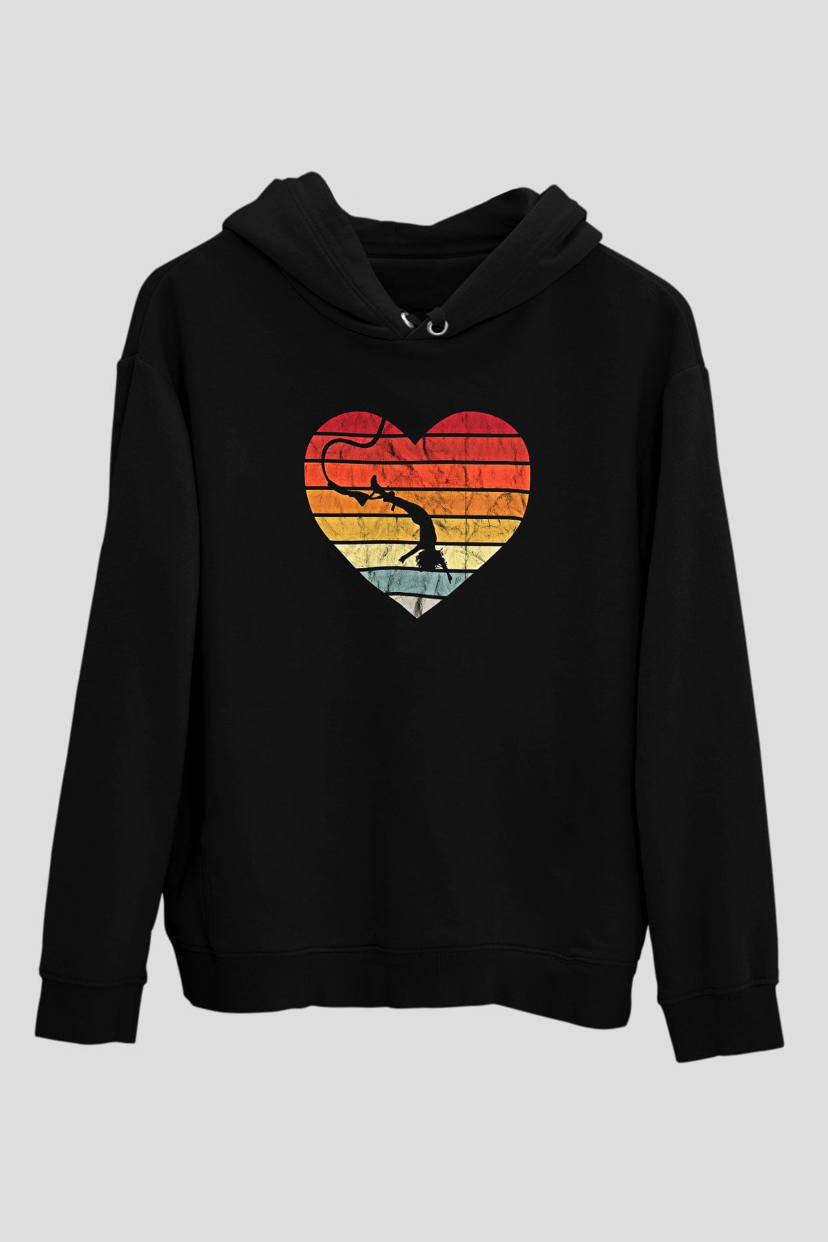 Bungee Jumping Baskılı Unisex Siyah Hoodie