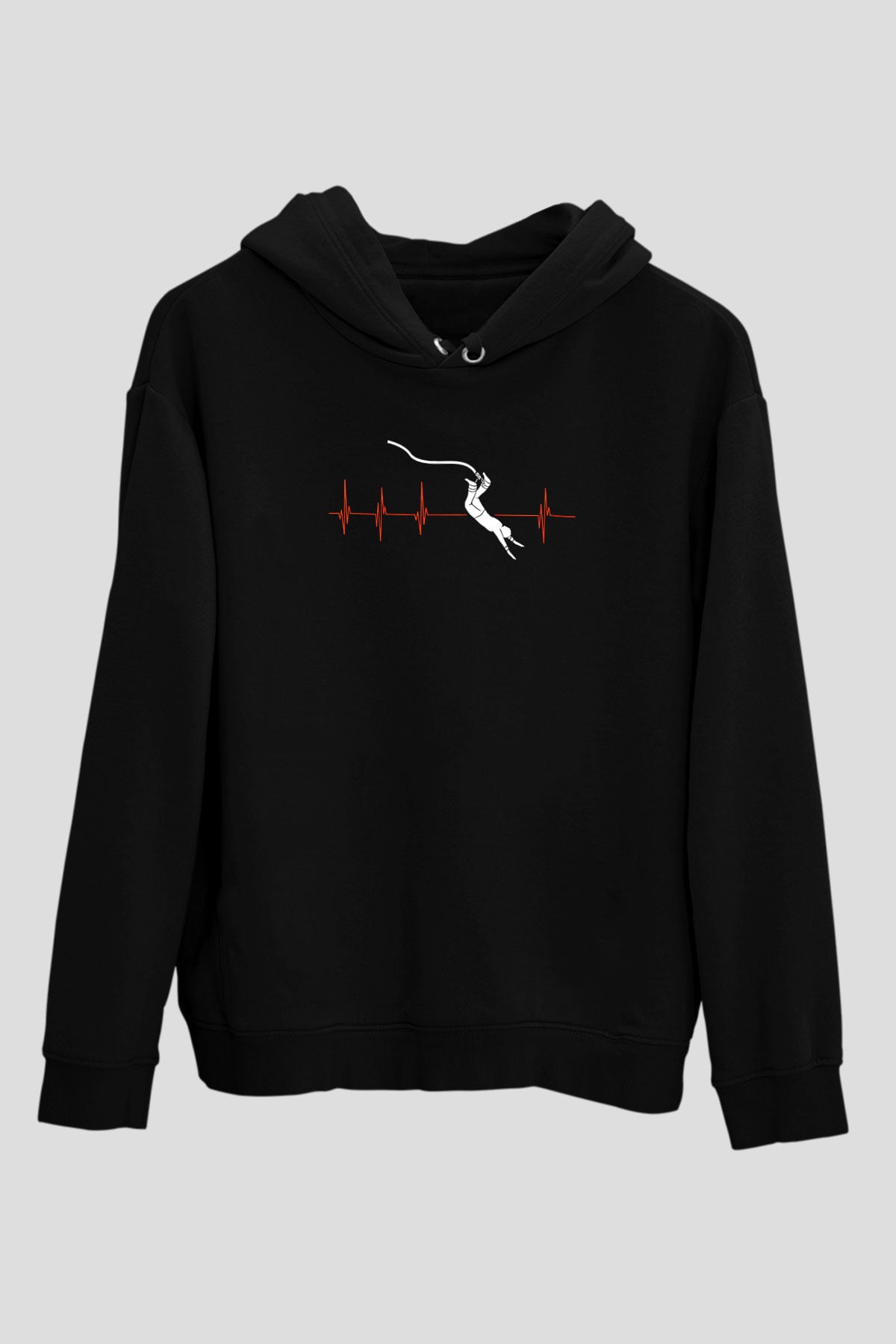 Bungee Jumping Baskılı Unisex Siyah Hoodie