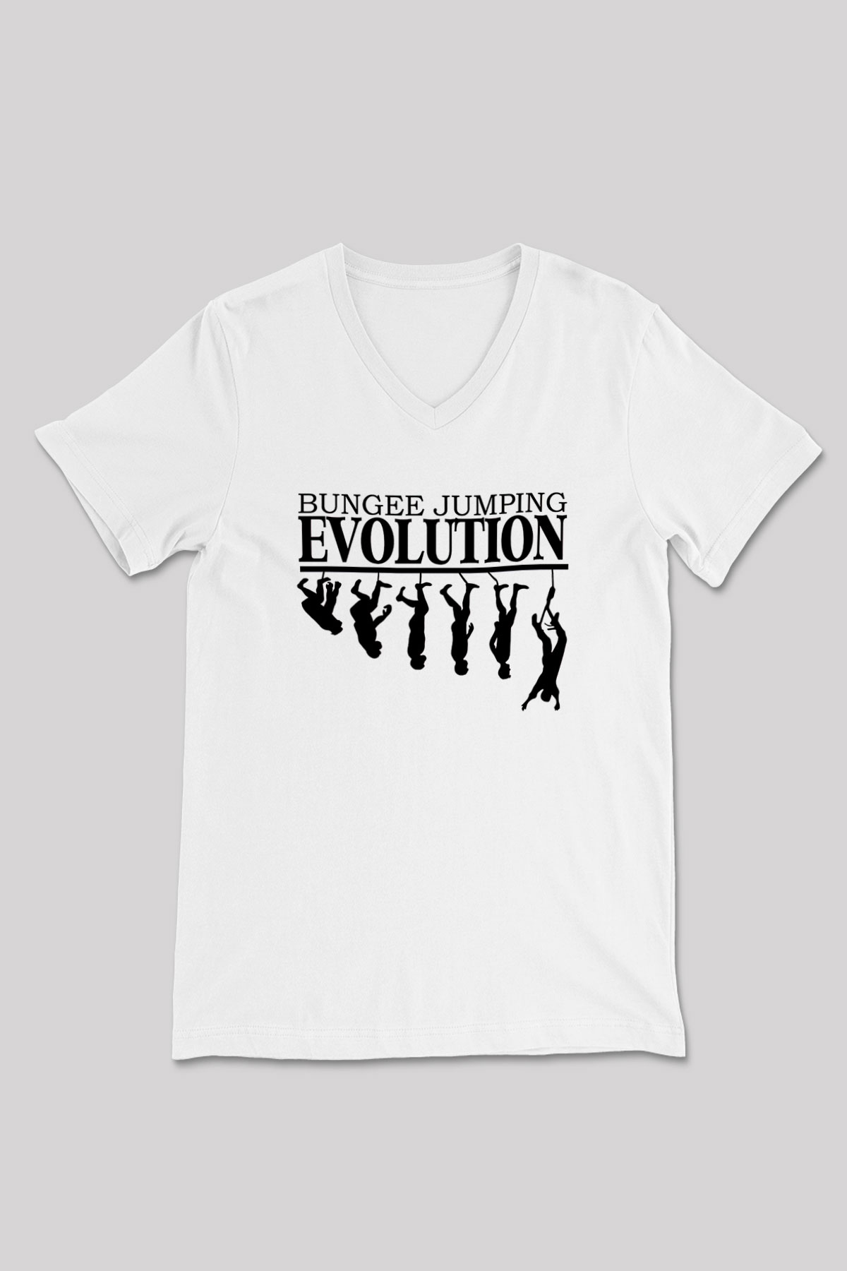 Bungee Jumping Baskılı Unisex V Yaka Tişört - Tshirt