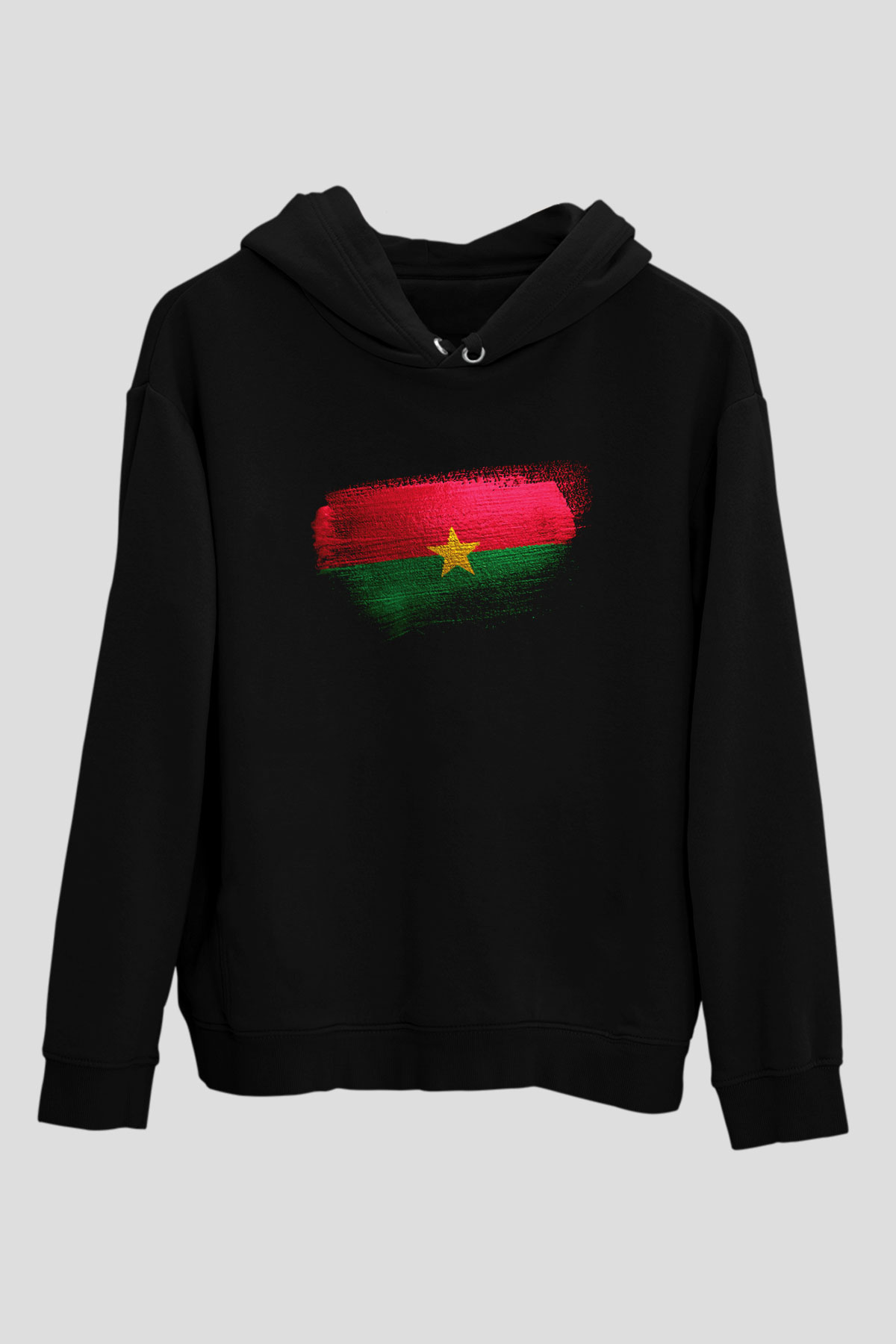 Burkina Faso Bayrağı Baskılı Unisex Siyah Hoodie