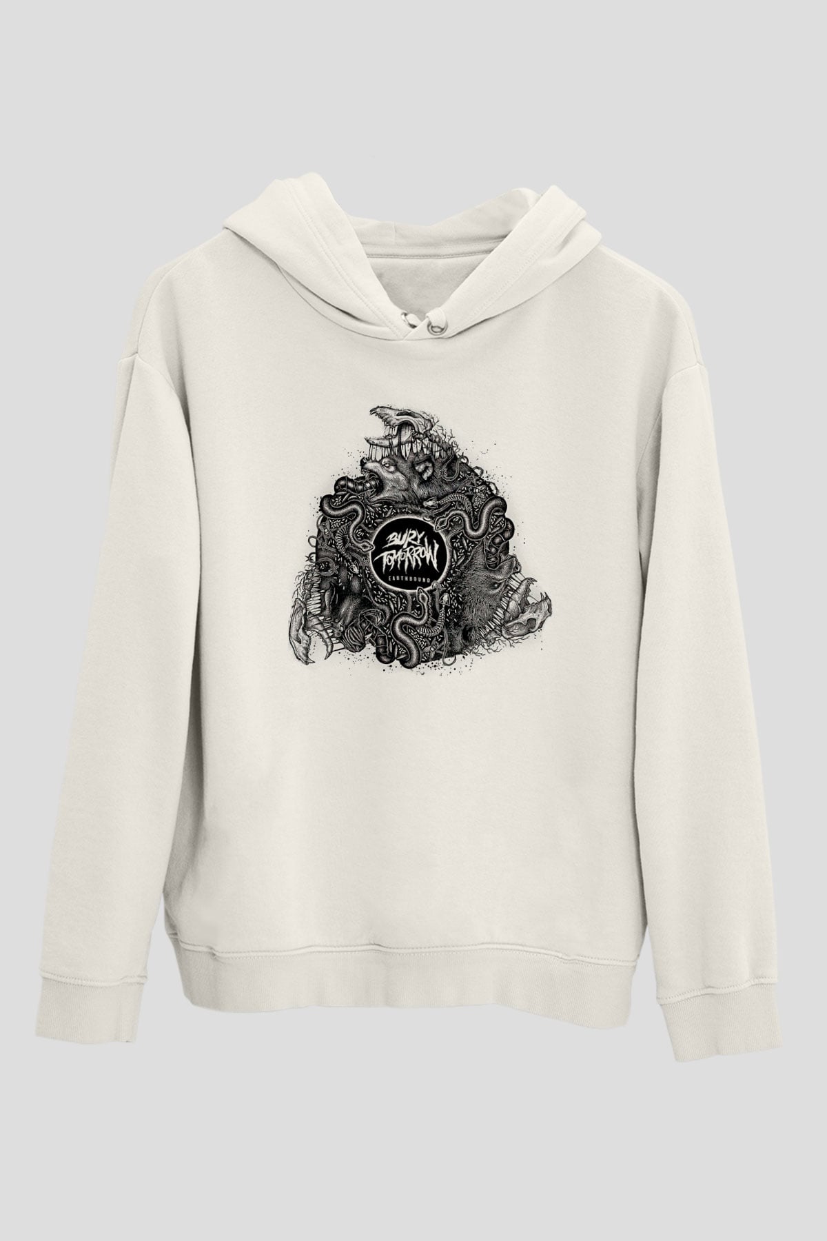 Bury Tomorrow Baskılı Beyaz Unisex Kapüşonlu Sweatshirt
