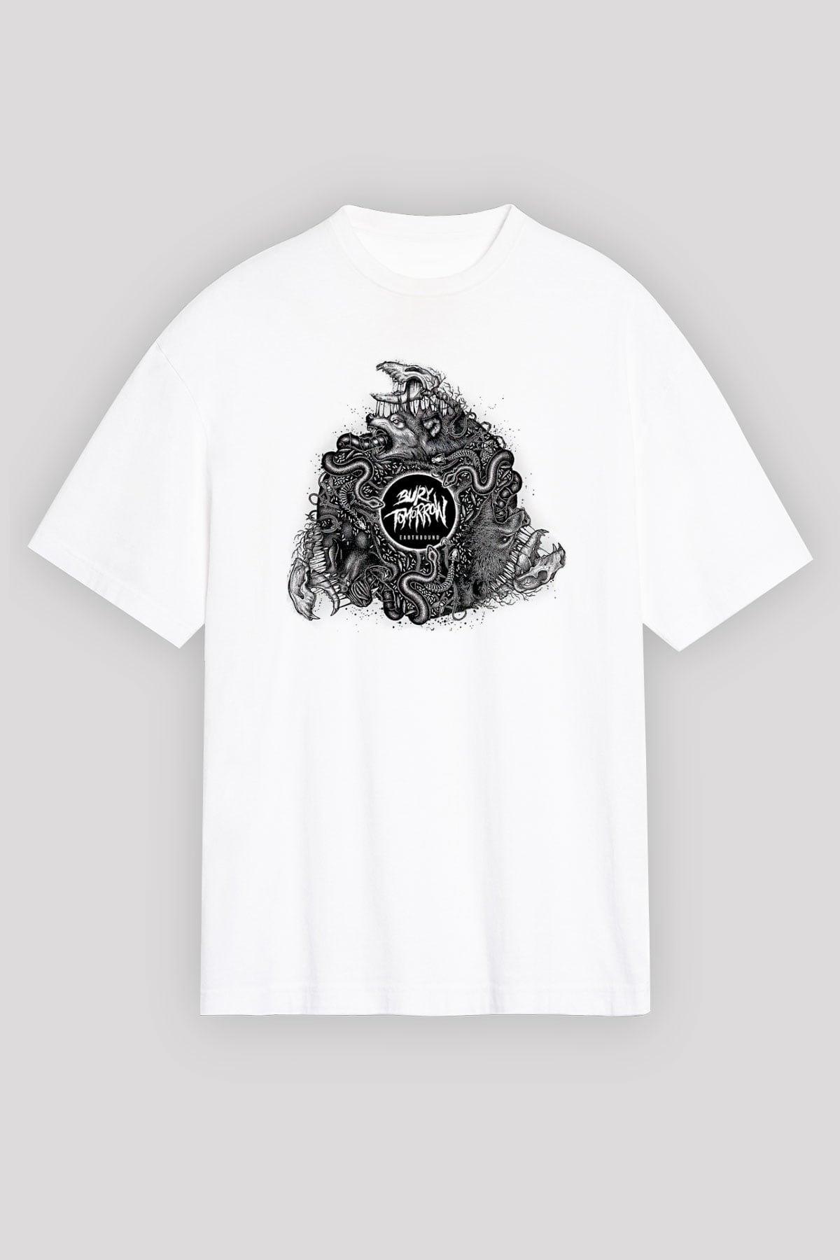Bury Tomorrow Baskılı Beyaz Unisex Oversize Tişört - Tshirt
