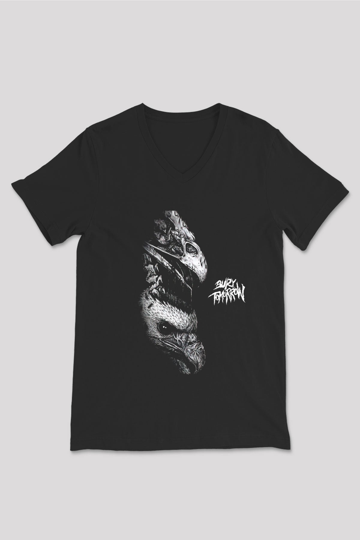 Bury Tomorrow Baskılı Unisex Siyah V Yaka Tişört - Tshirt