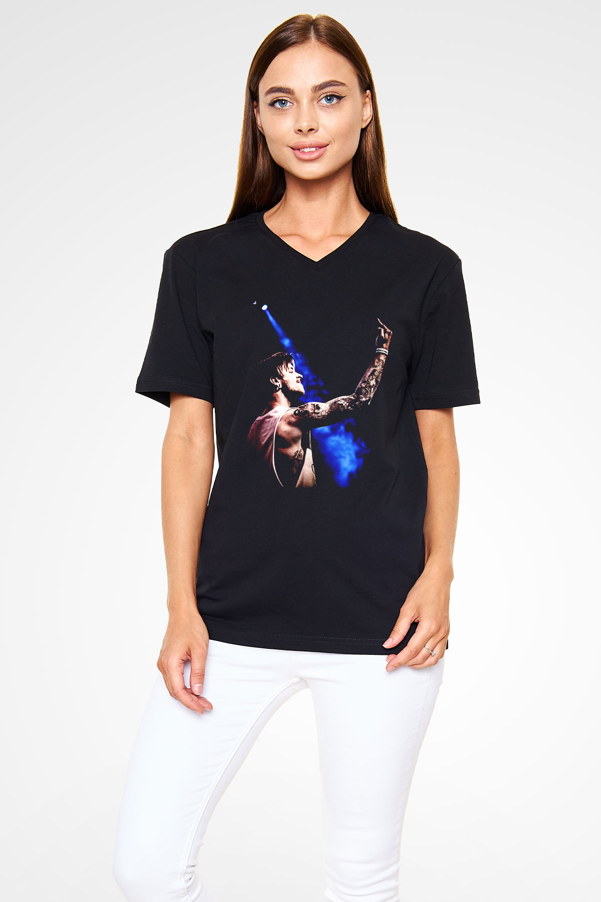 Bury Tomorrow Baskılı Unisex Siyah V Yaka Tişört - Tshirt