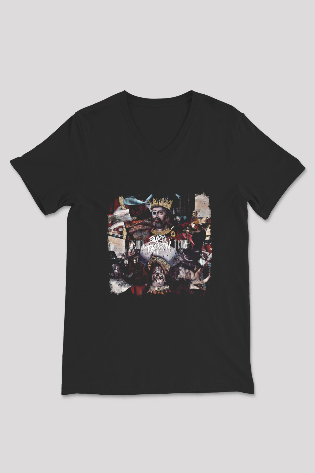 Bury Tomorrow Baskılı Unisex Siyah V Yaka Tişört