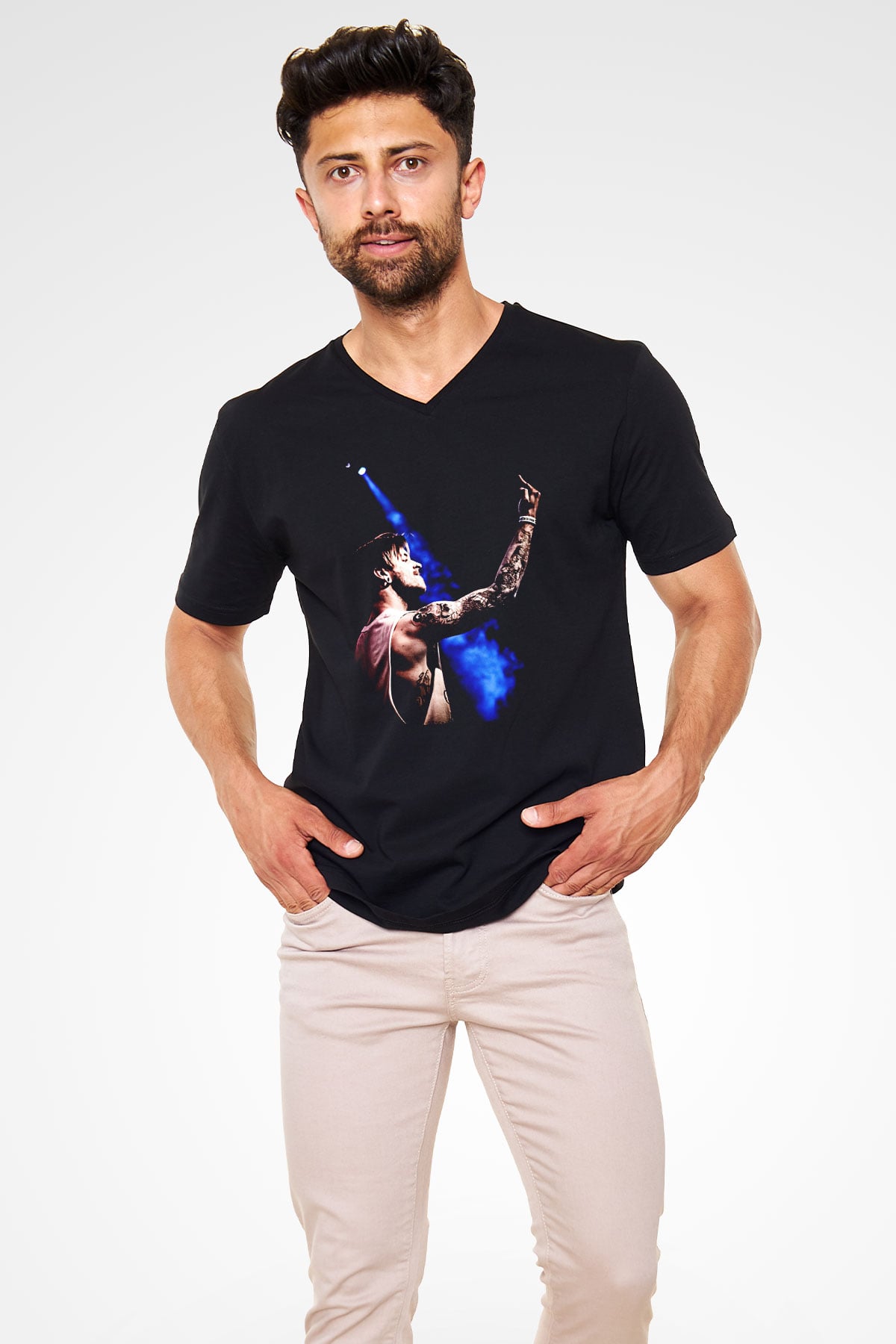 Bury Tomorrow Baskılı Unisex Siyah V Yaka Tişört - Tshirt