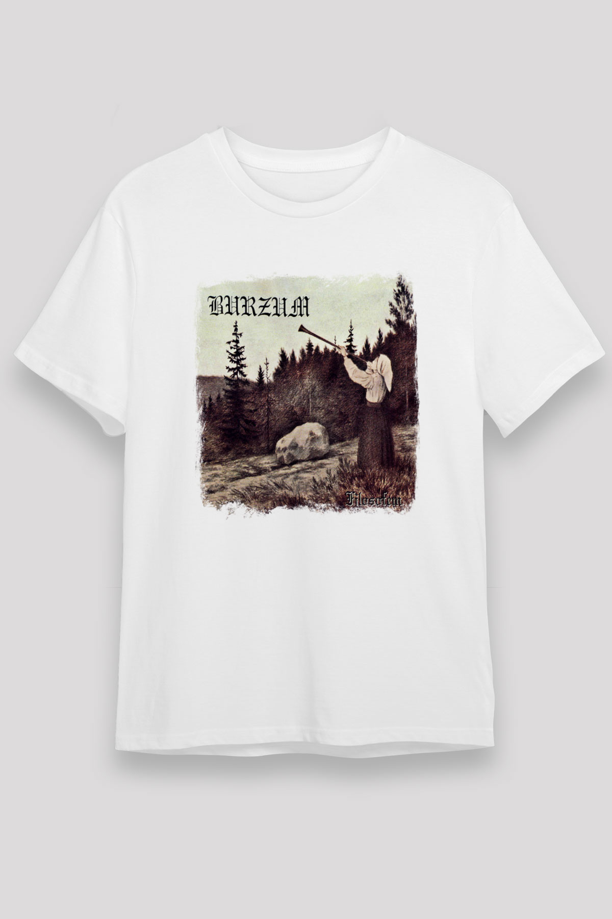 Burzum Baskılı Unisex Beyaz Tişört