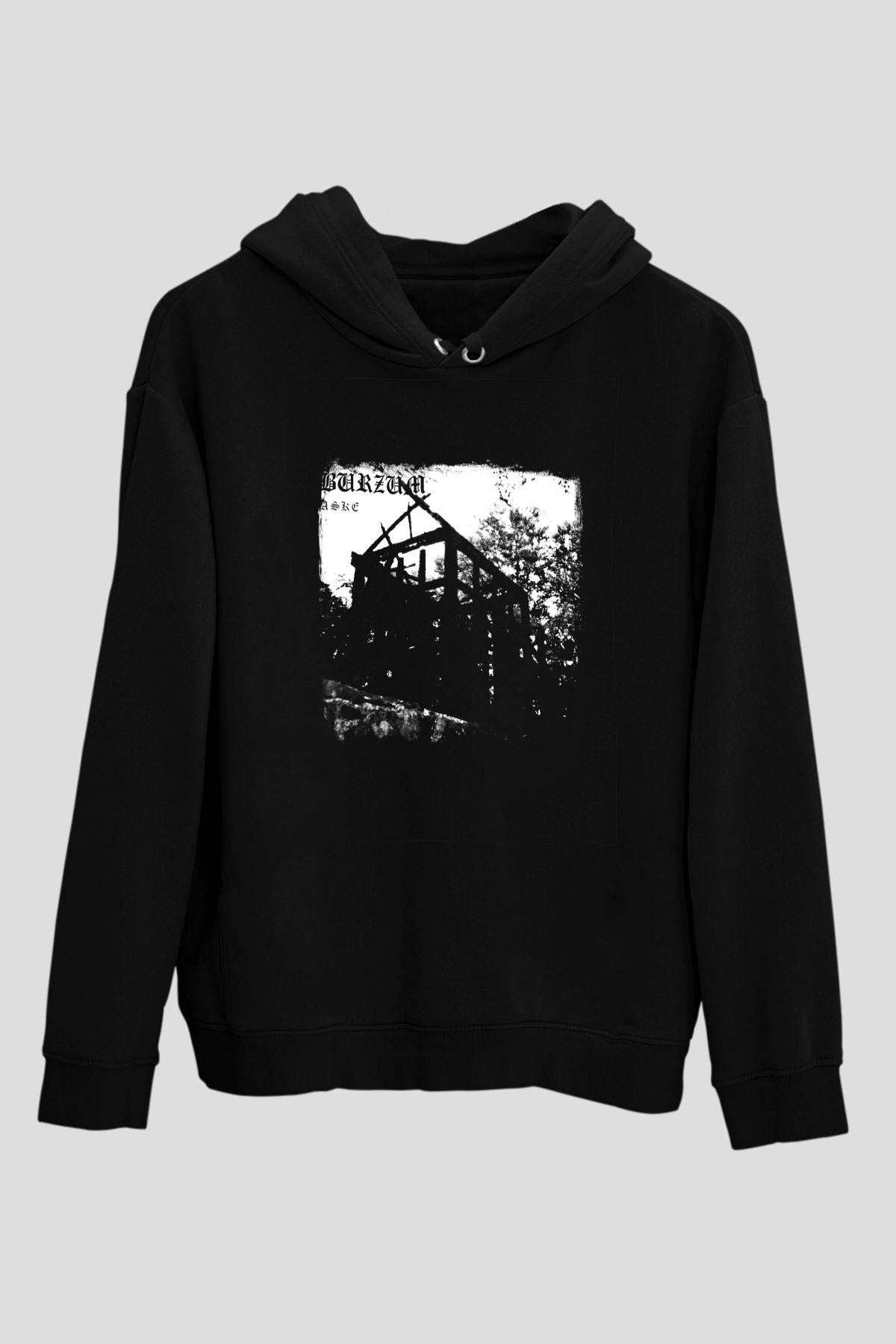 Burzum Baskılı Unisex Siyah Hoodie
