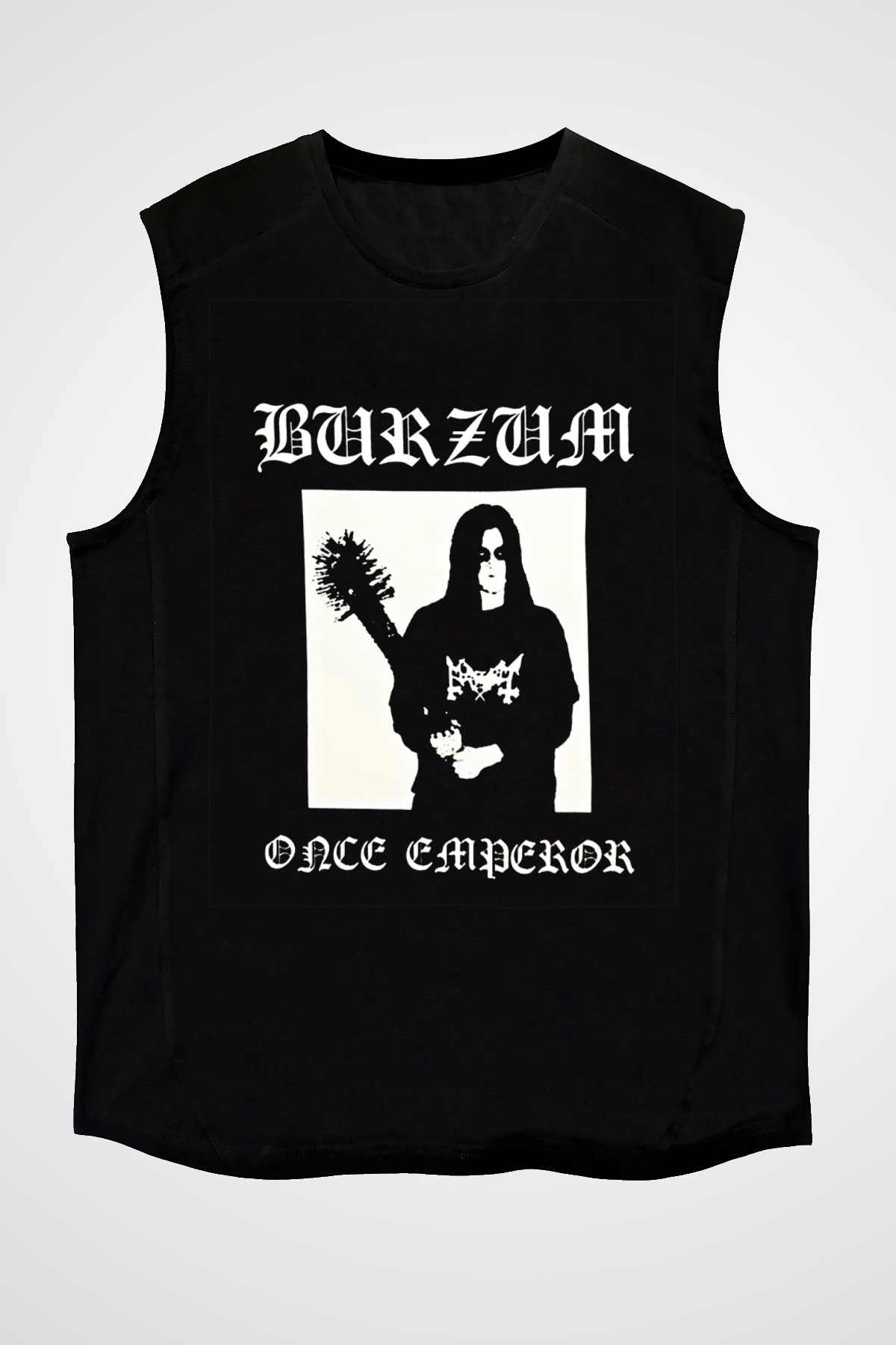 Burzum Baskılı Unisex Siyah Kolsuz Tişört