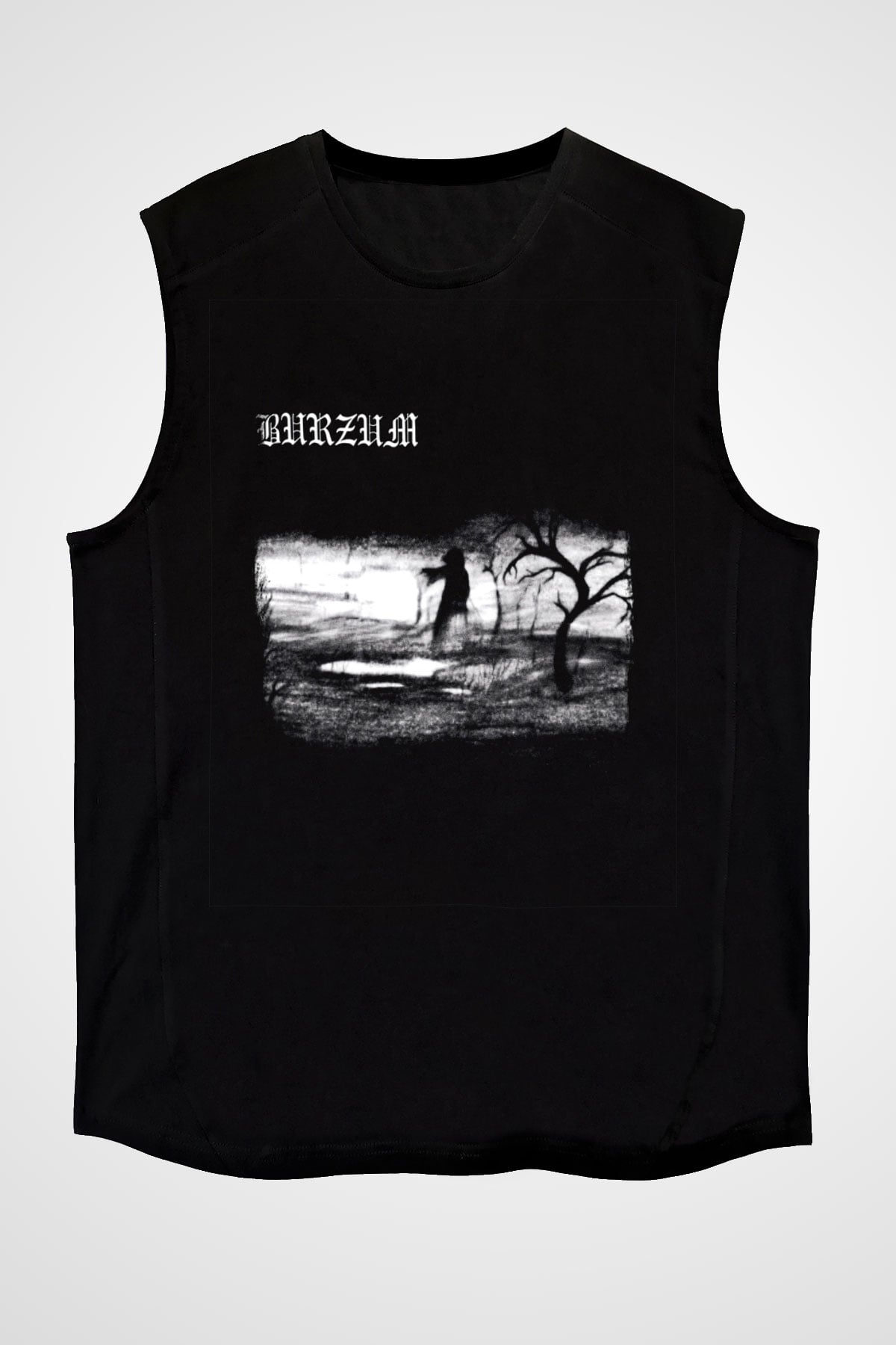 Burzum Baskılı Unisex Siyah Kolsuz Tişört