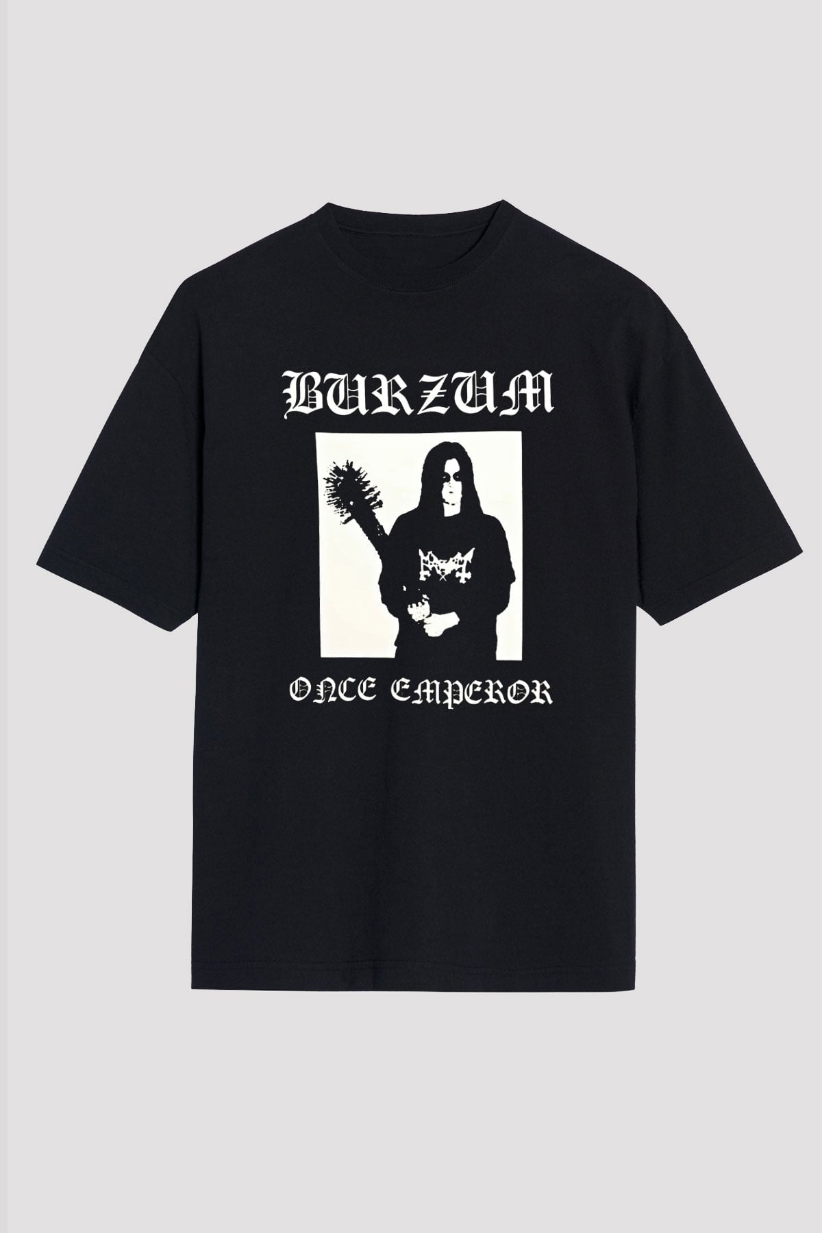 Burzum Baskılı Unisex Siyah Oversize Tişört