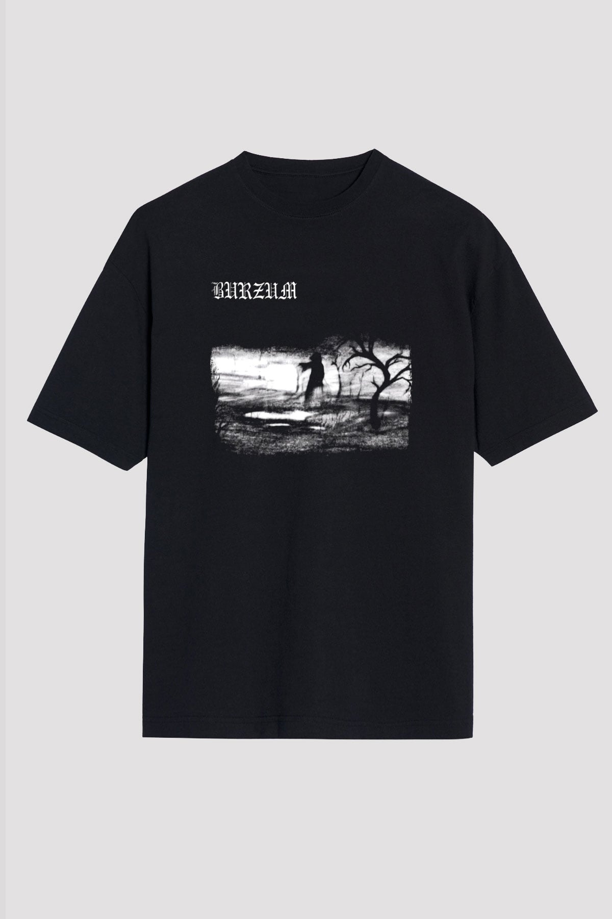 Burzum Baskılı Unisex Siyah Oversize Tişört