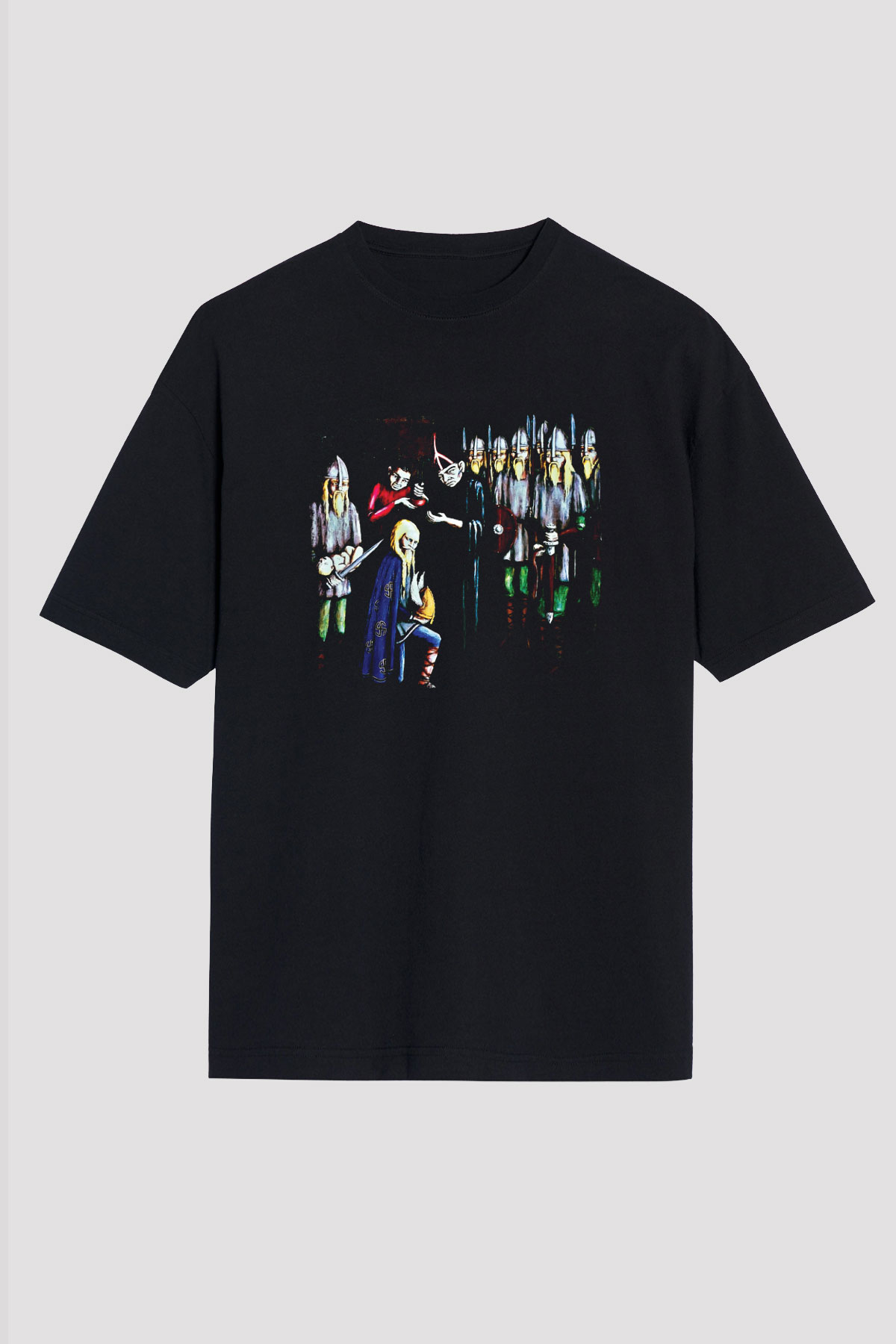 Burzum Baskılı Unisex Siyah Oversize Tişört