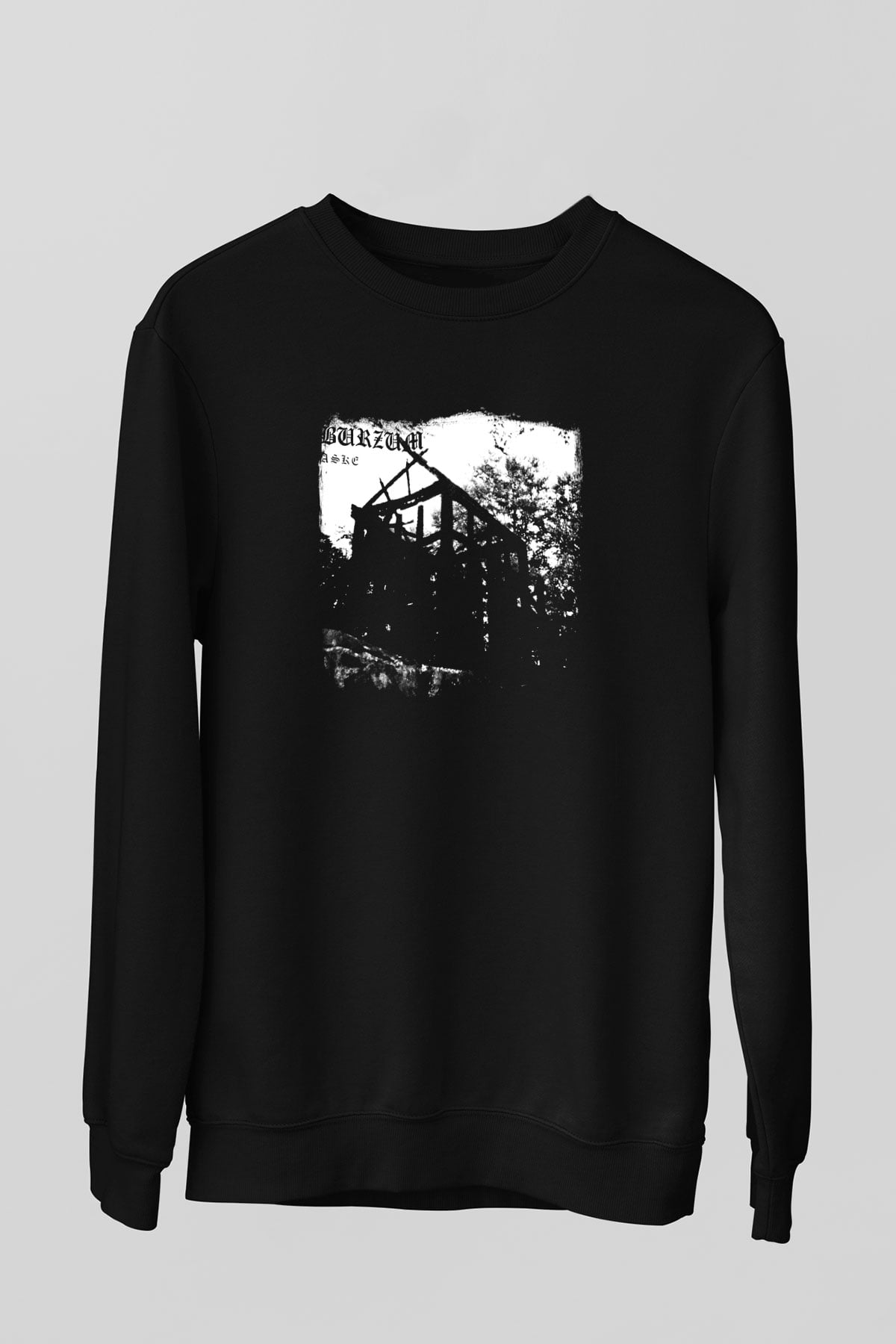 Burzum Baskılı Unisex Siyah Sweatshirt
