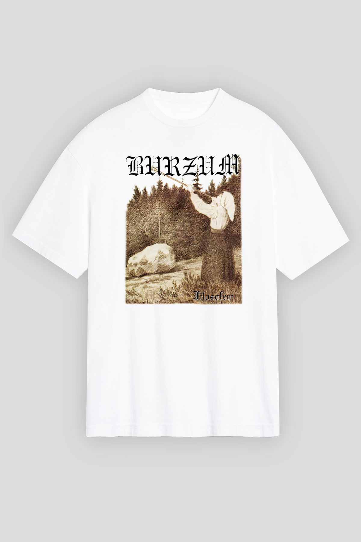 Burzum Beyaz Unisex Oversize Tişört T-Shirt