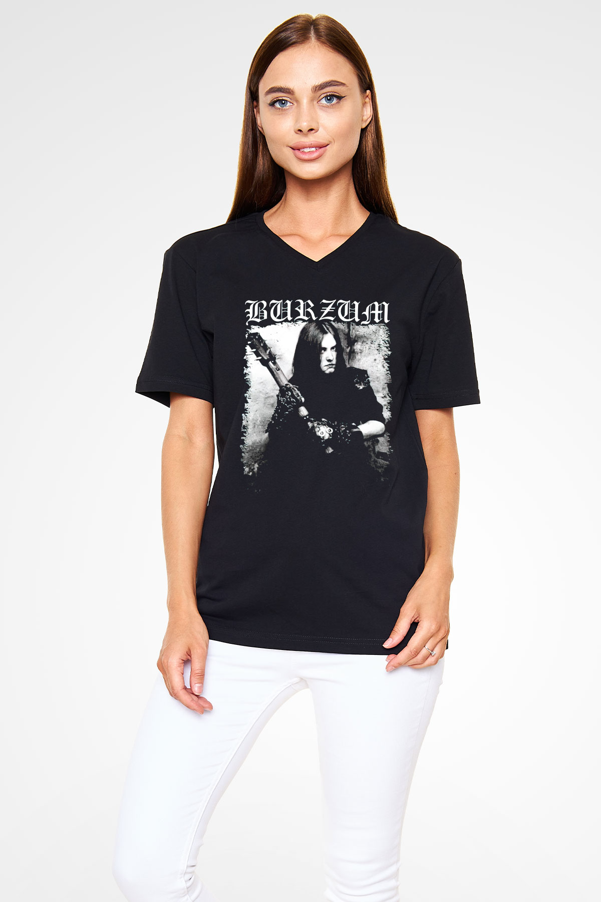 Burzum Siyah Unisex V Yaka Tişört