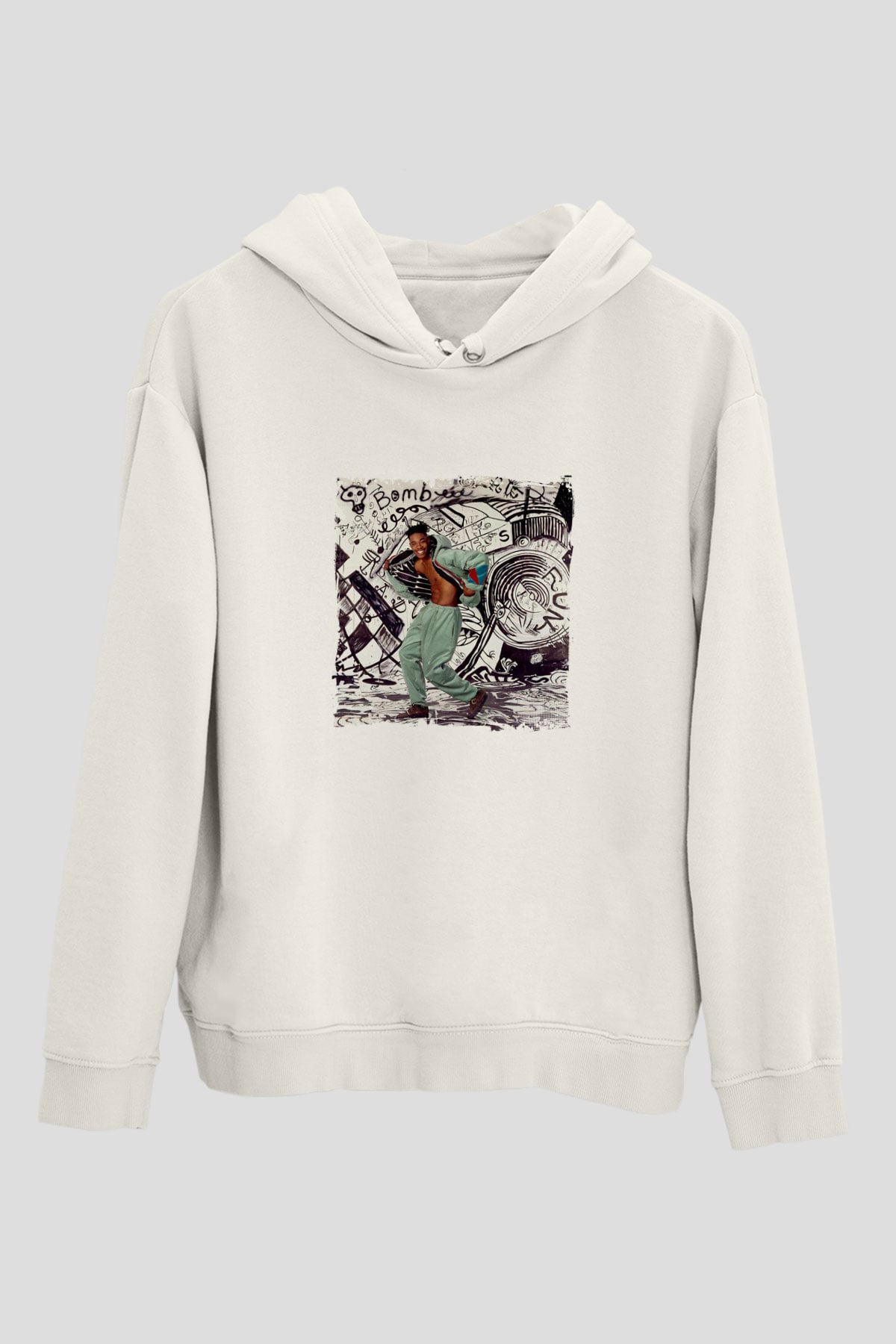 Busta Rhymes Baskılı Unisex Beyaz Kapüşonlu Sweatshirt