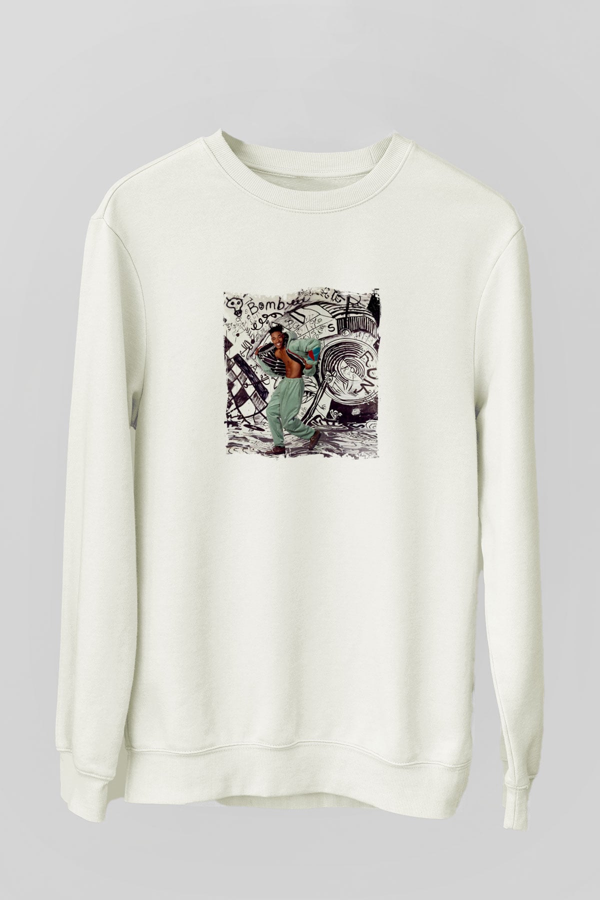 Busta Rhymes Baskılı Unisex Beyaz Sweatshirt