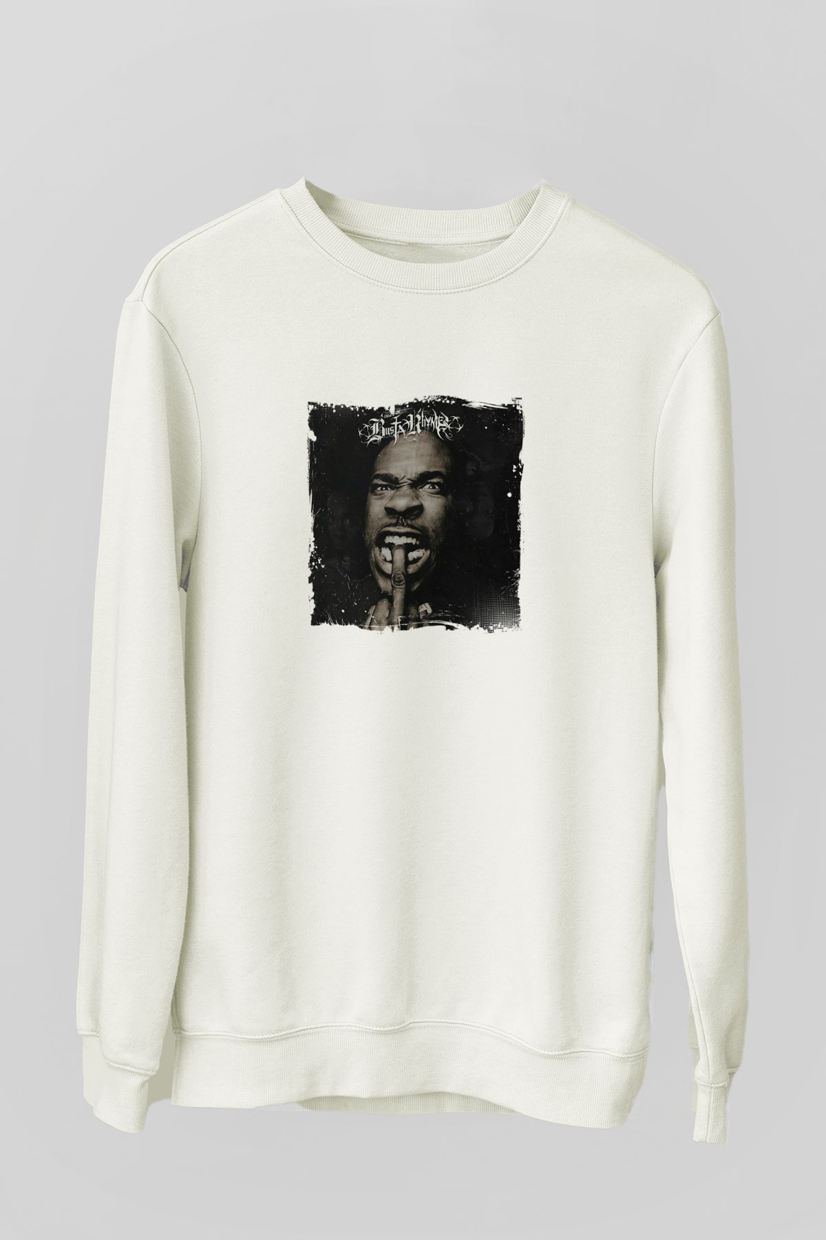 Busta Rhymes Baskılı Unisex Beyaz Sweatshirt