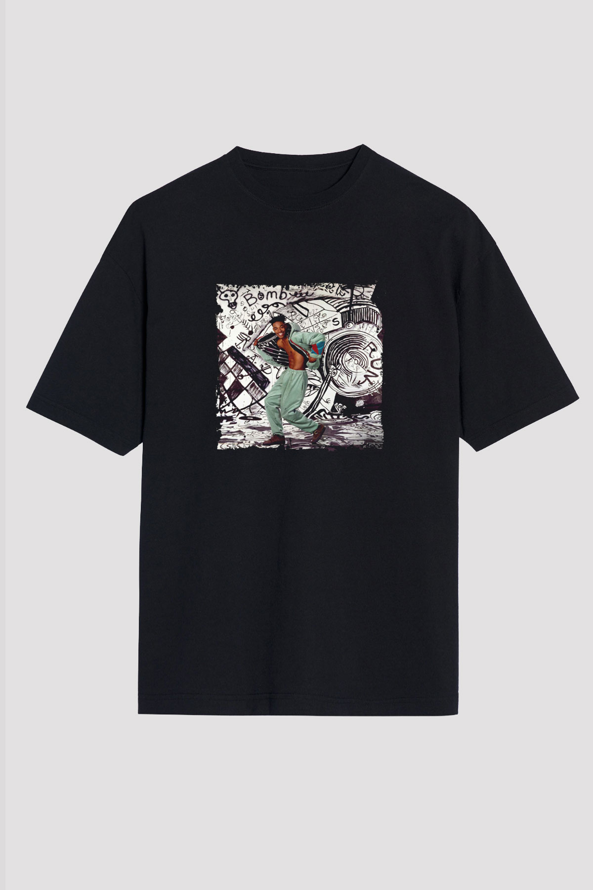 Busta Rhymes Baskılı Unisex Oversize Siyah Tişört