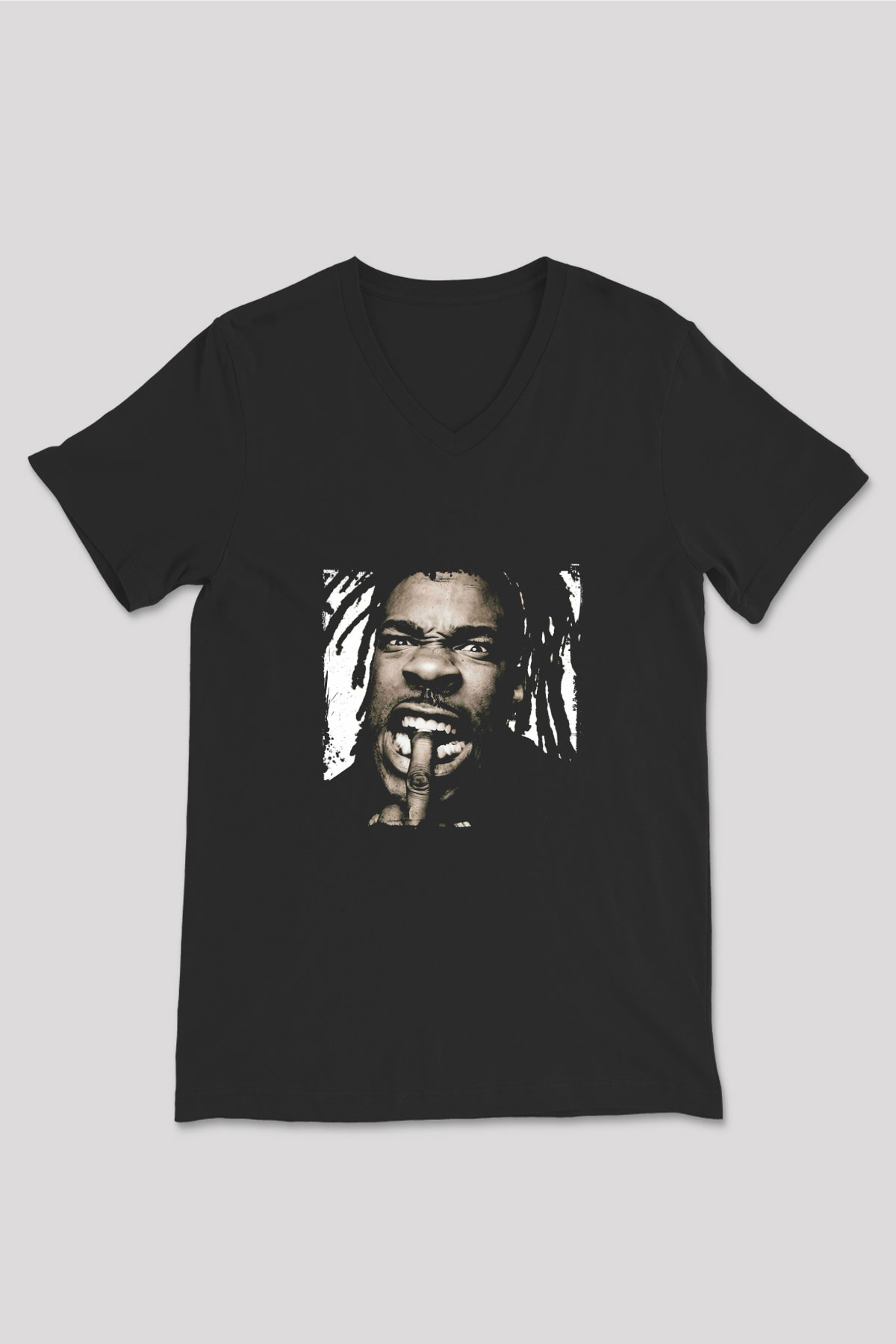 Busta Rhymes Baskılı Unisex Siyah V Yaka Tişört