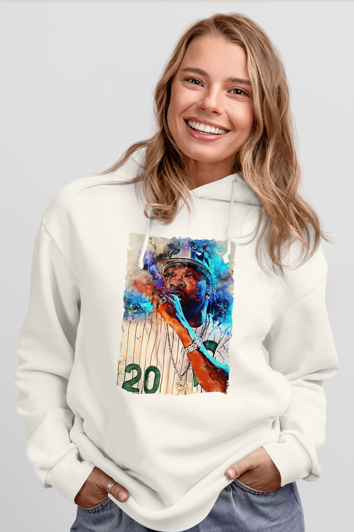 Busta Rhymes Beyaz Unisex Kapüşonlu Sweatshirt