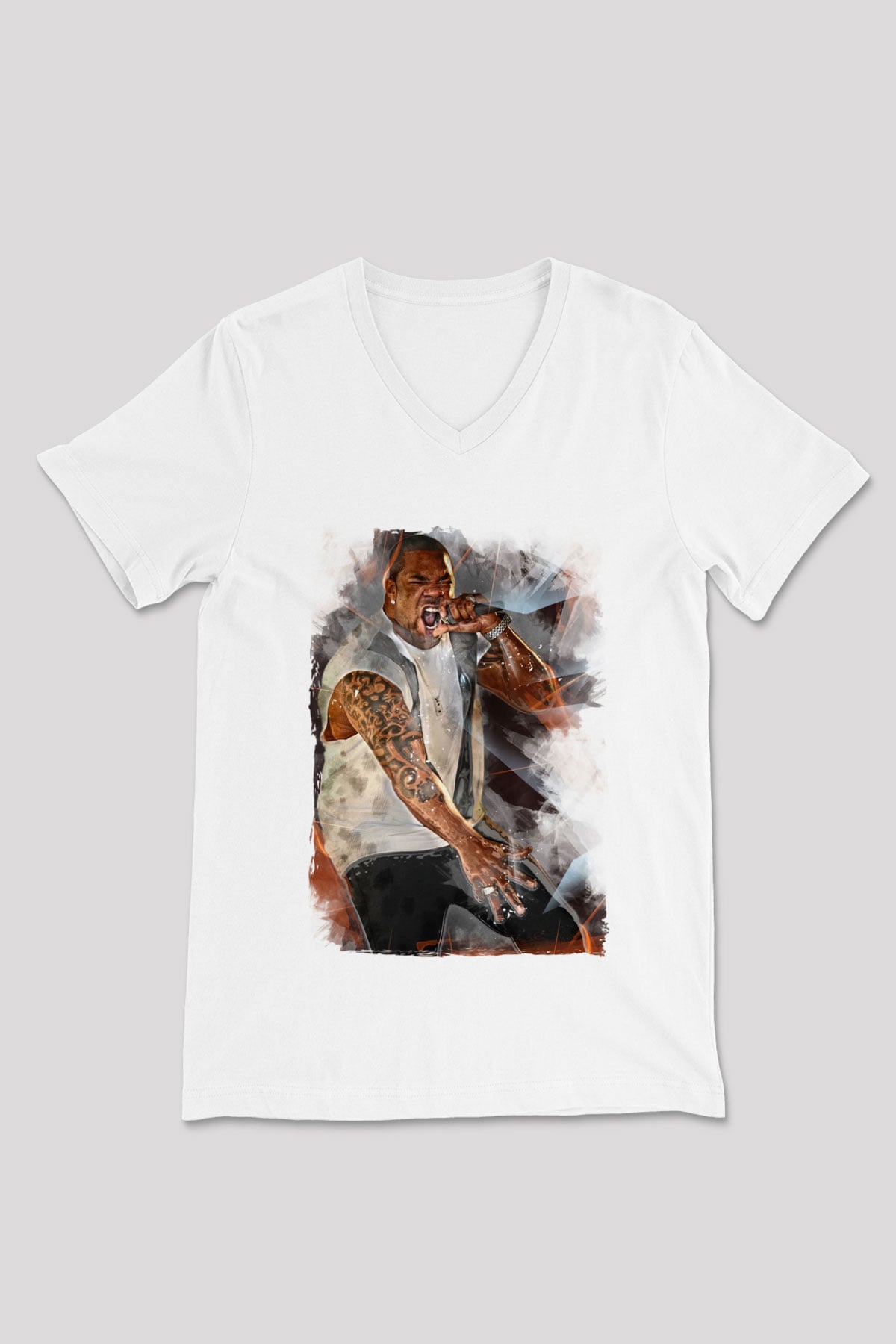 Busta Rhymes Beyaz Unisex V Yaka Tişört